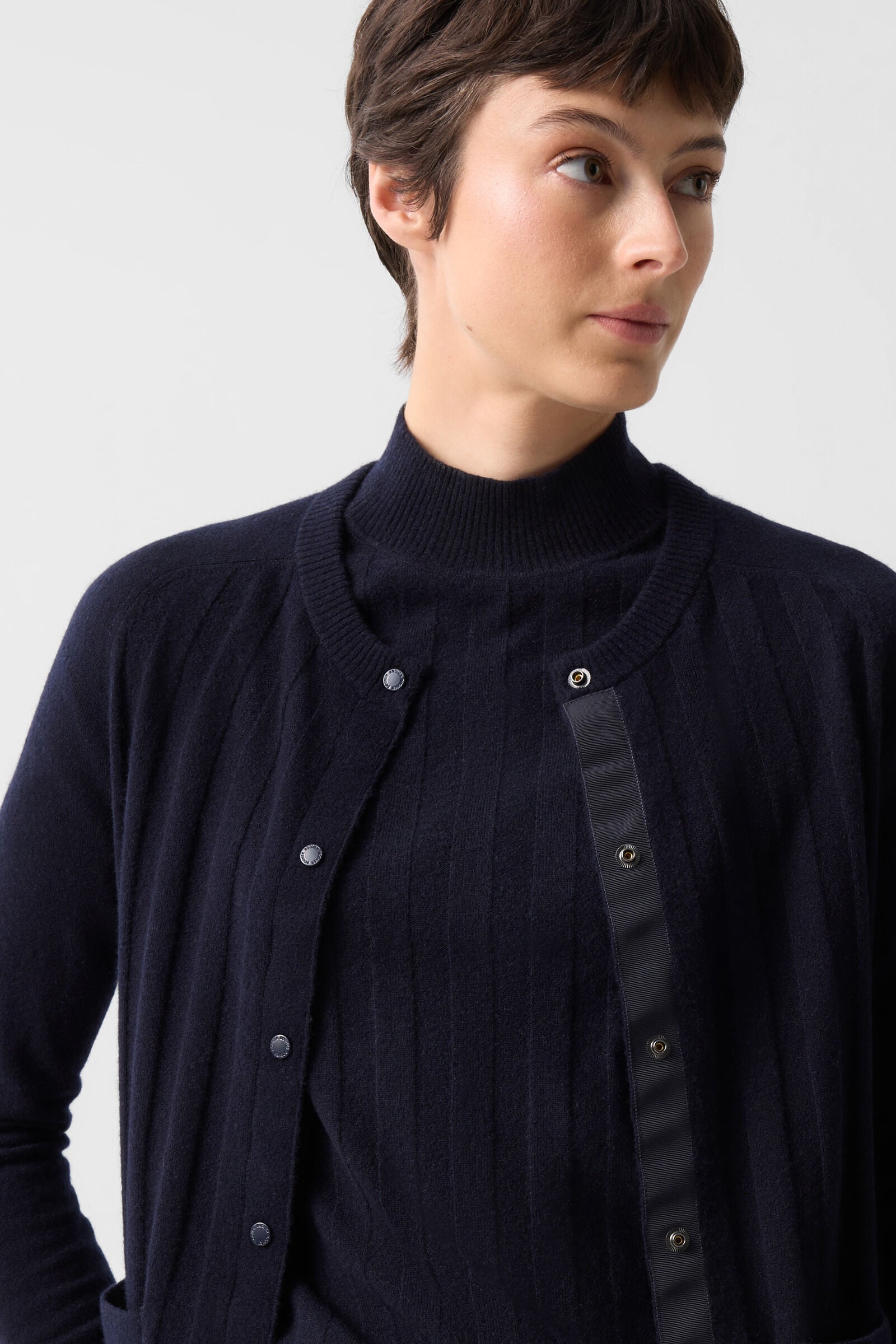 Schurwoll-Kaschmir-Cardigan Tanja Navy-Blau