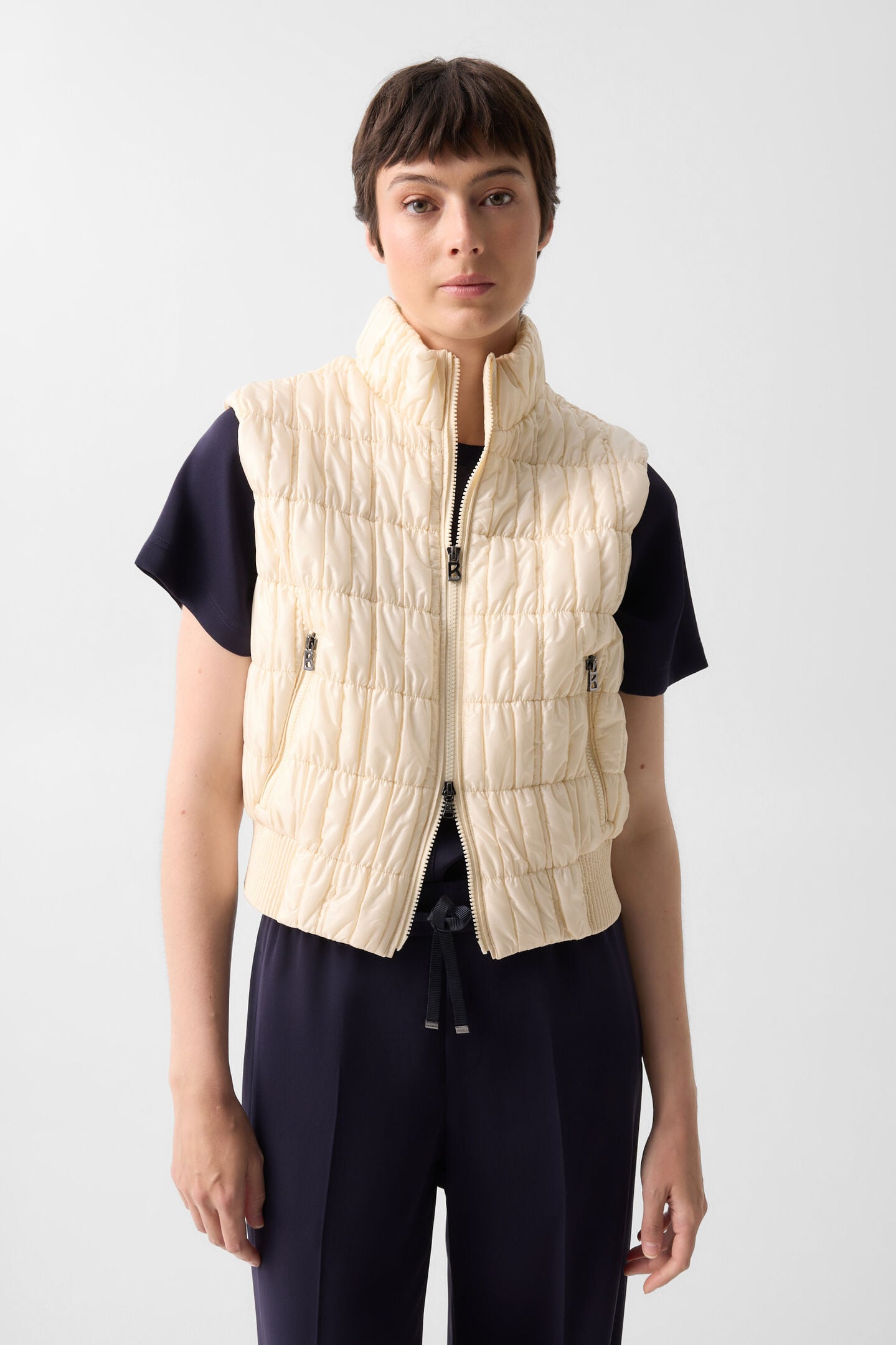 Sally quilted waistcoat Cream
