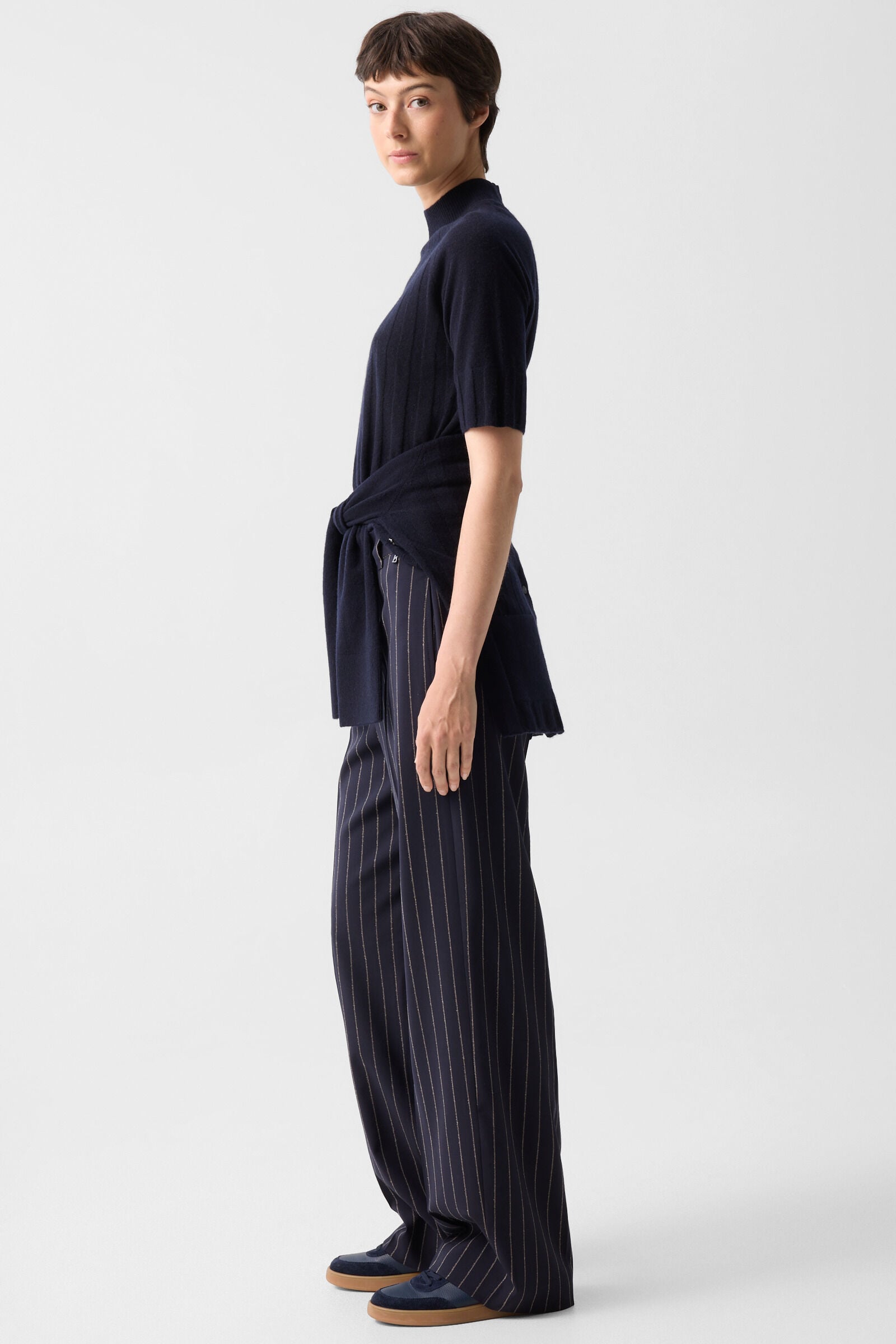 Schurwoll-Kaschmir-Shirt Tina Navy-Blau