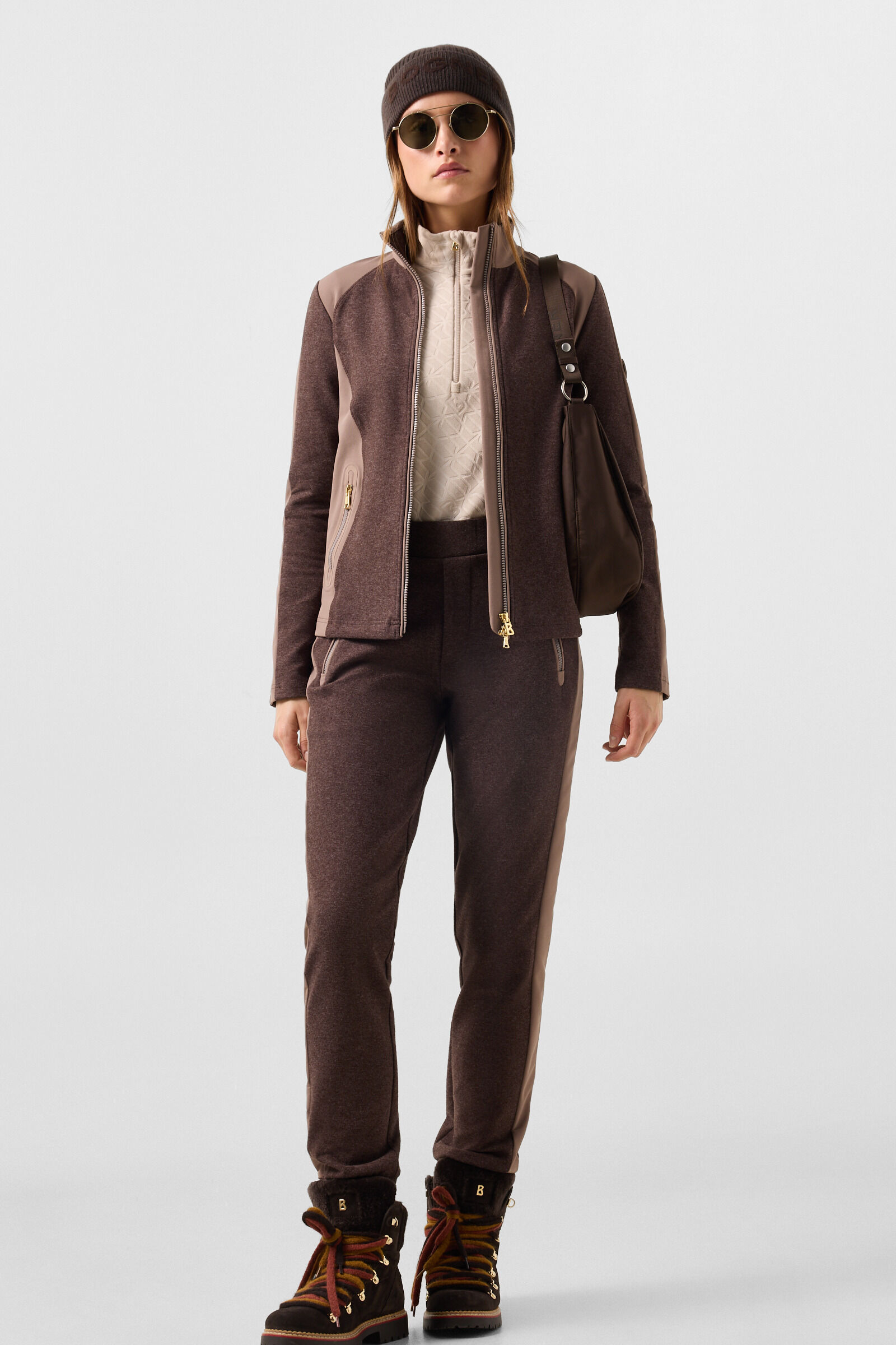 Midlayer-Hybridjacke Dorinja Dunkelbraun/Beige