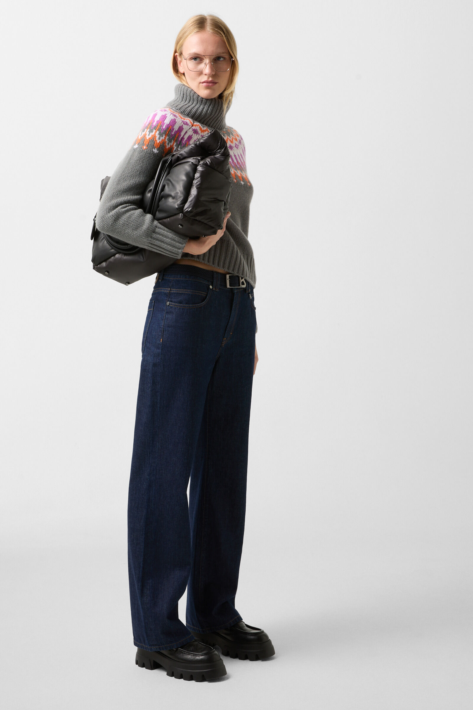 Norwegian jumper Ingrid Grey/Orange/Pink