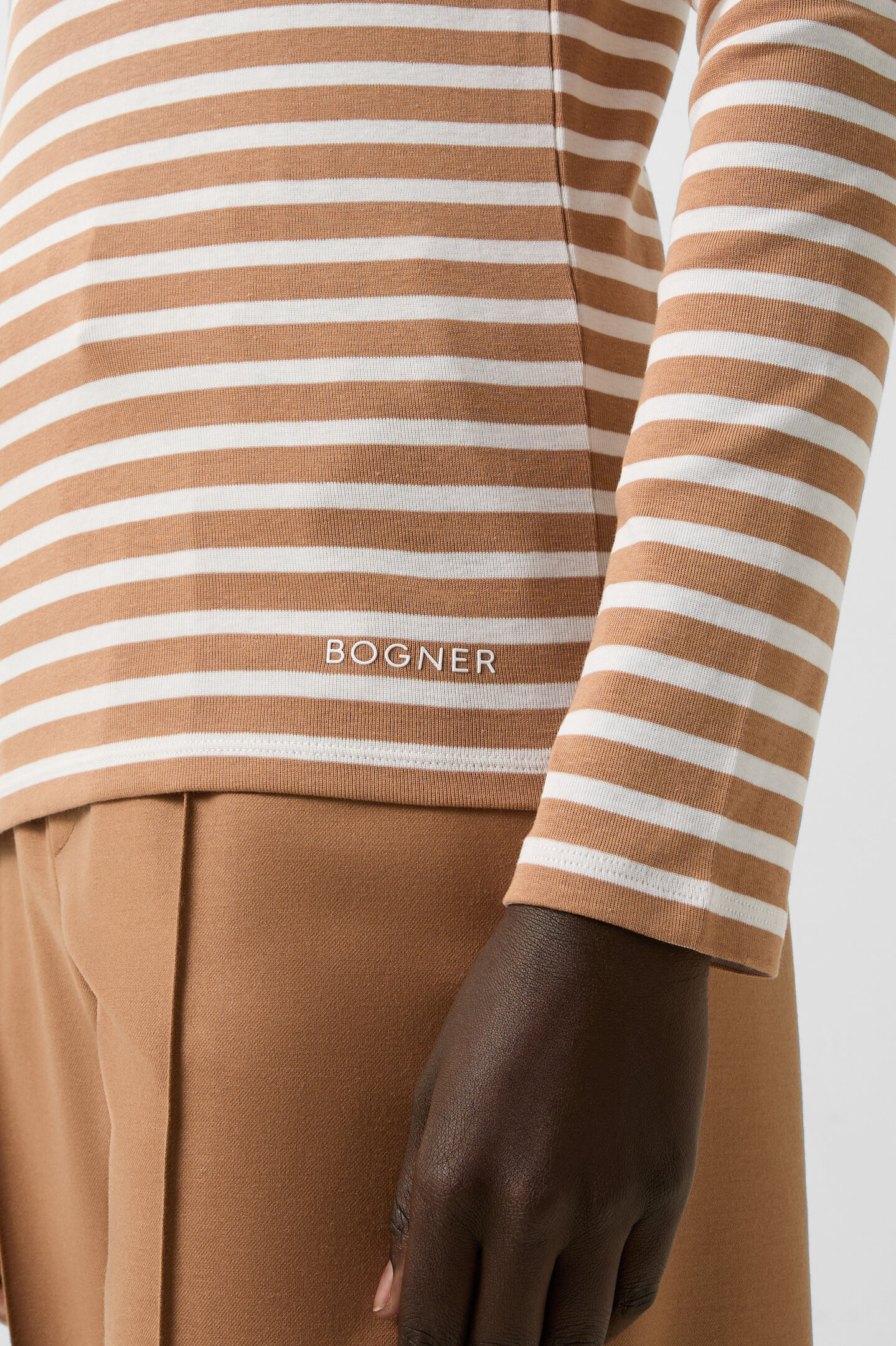 Louna longsleeve Camel/white