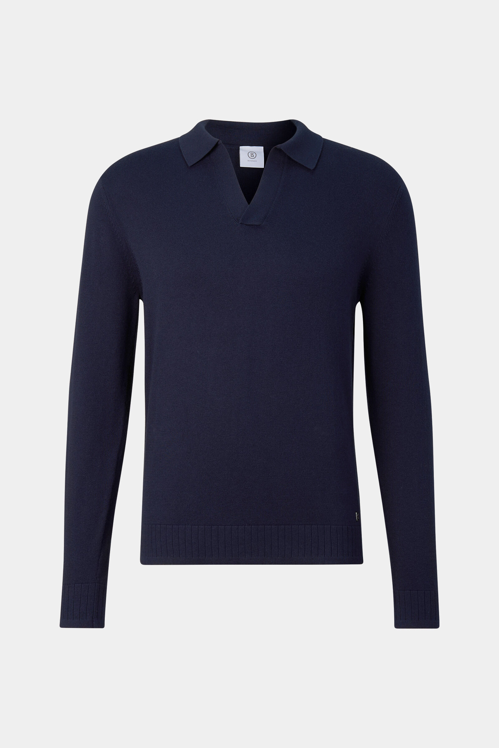 Strick-Polo-Longsleeve Garry Navy-Blau