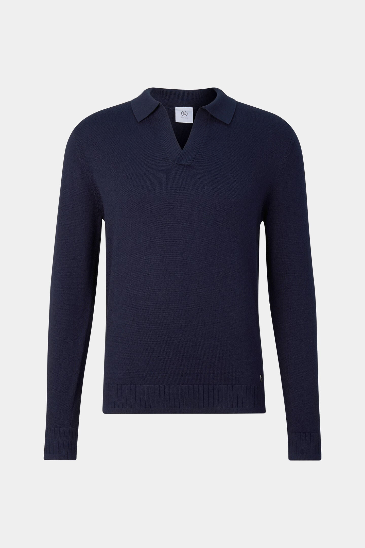 Strick-Polo-Longsleeve Garry Navy-Blau