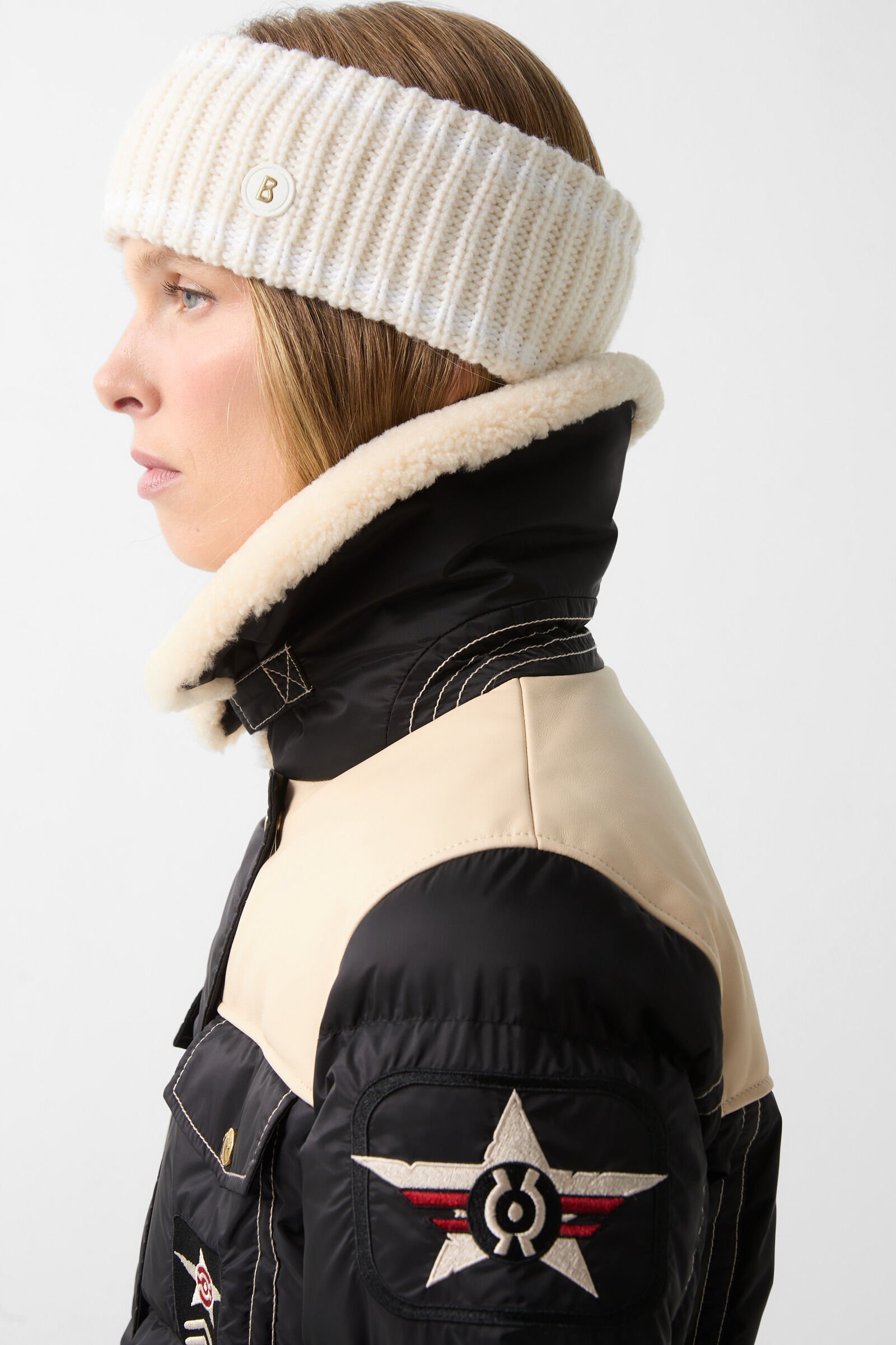 Amia down ski jacket Black/cream
