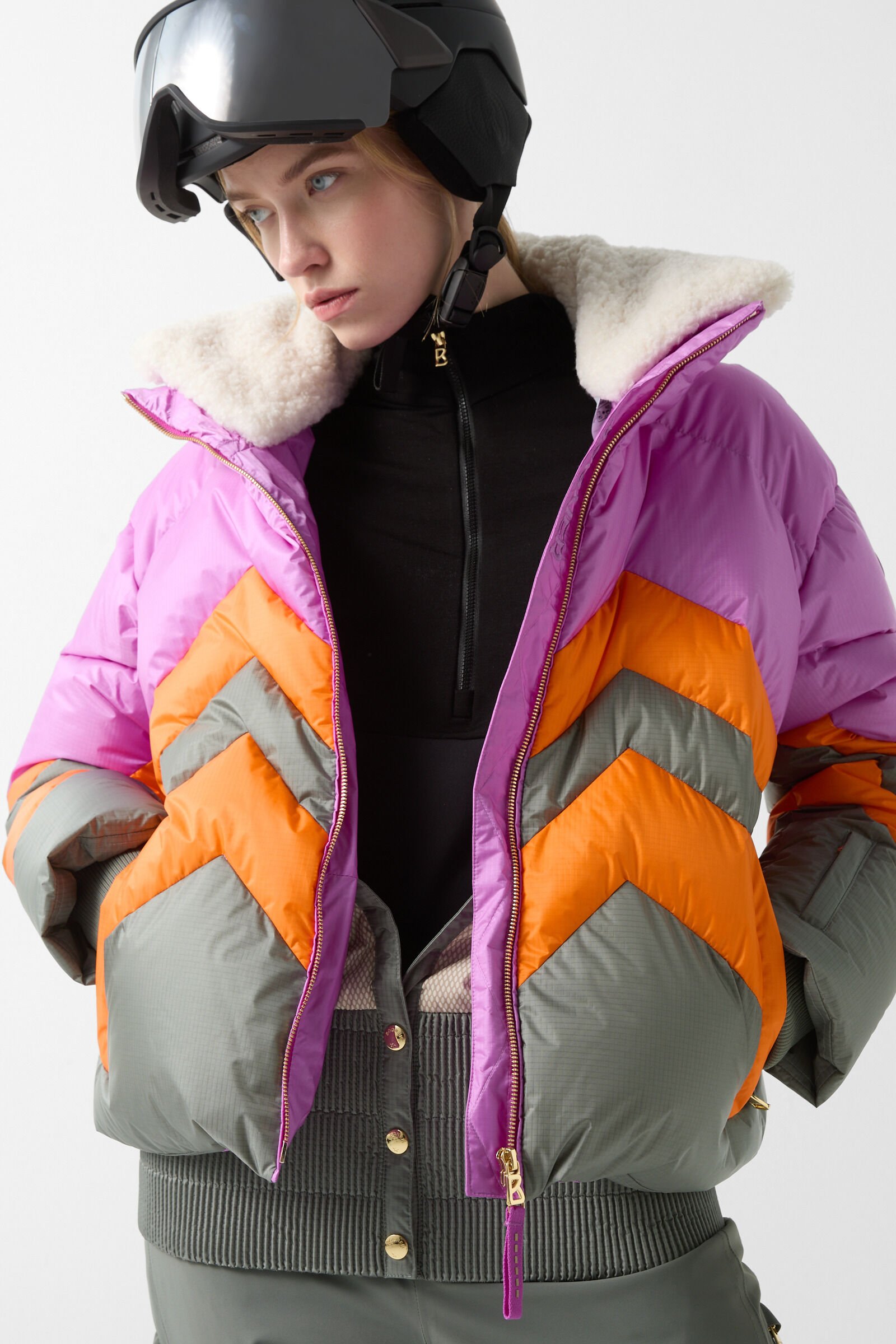 Ski-Daunenjacke Valea Violett/Orange/Taupe