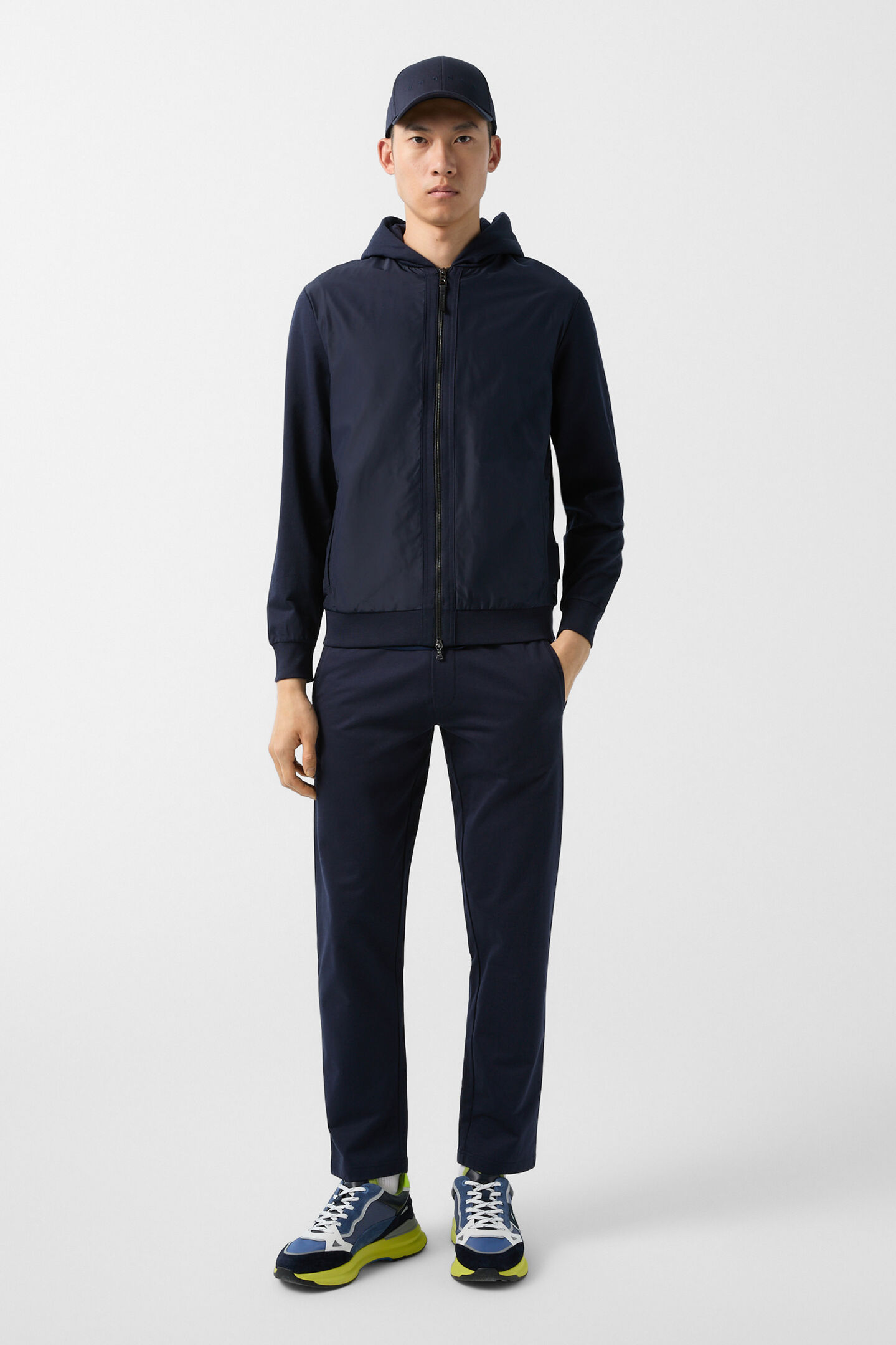 Devon hybrid jersey jacket Navy blue