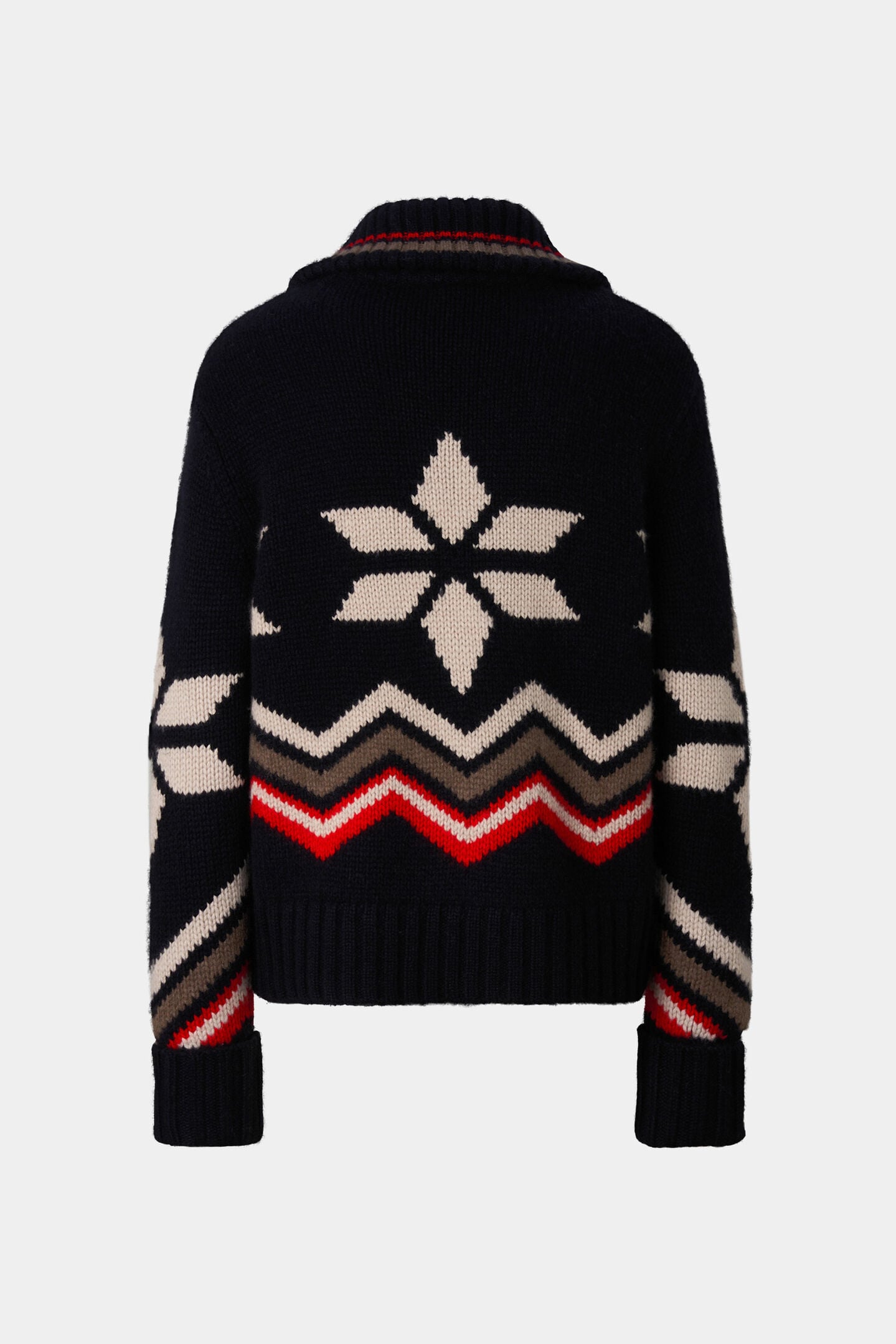 Frances Cashmere Knit Jacket Navy/Beige/Red