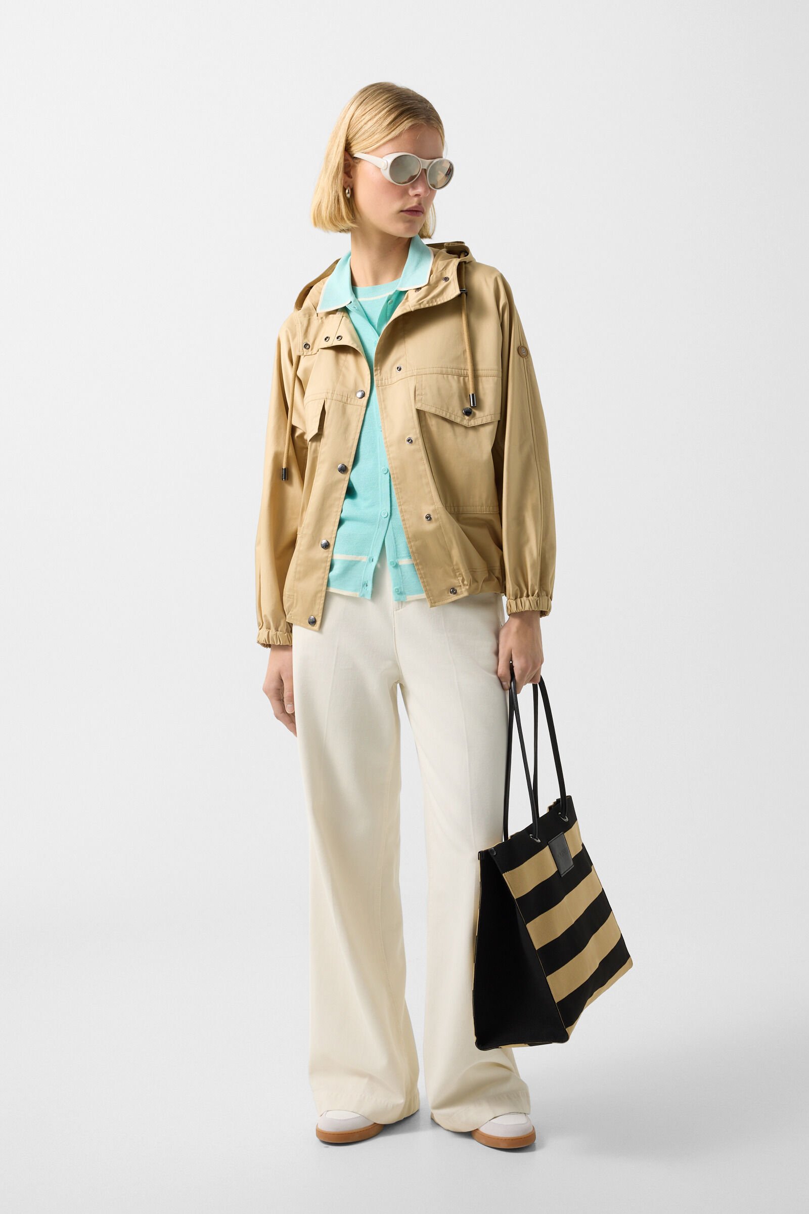 Peaches silk knit jacket Cyan-blue