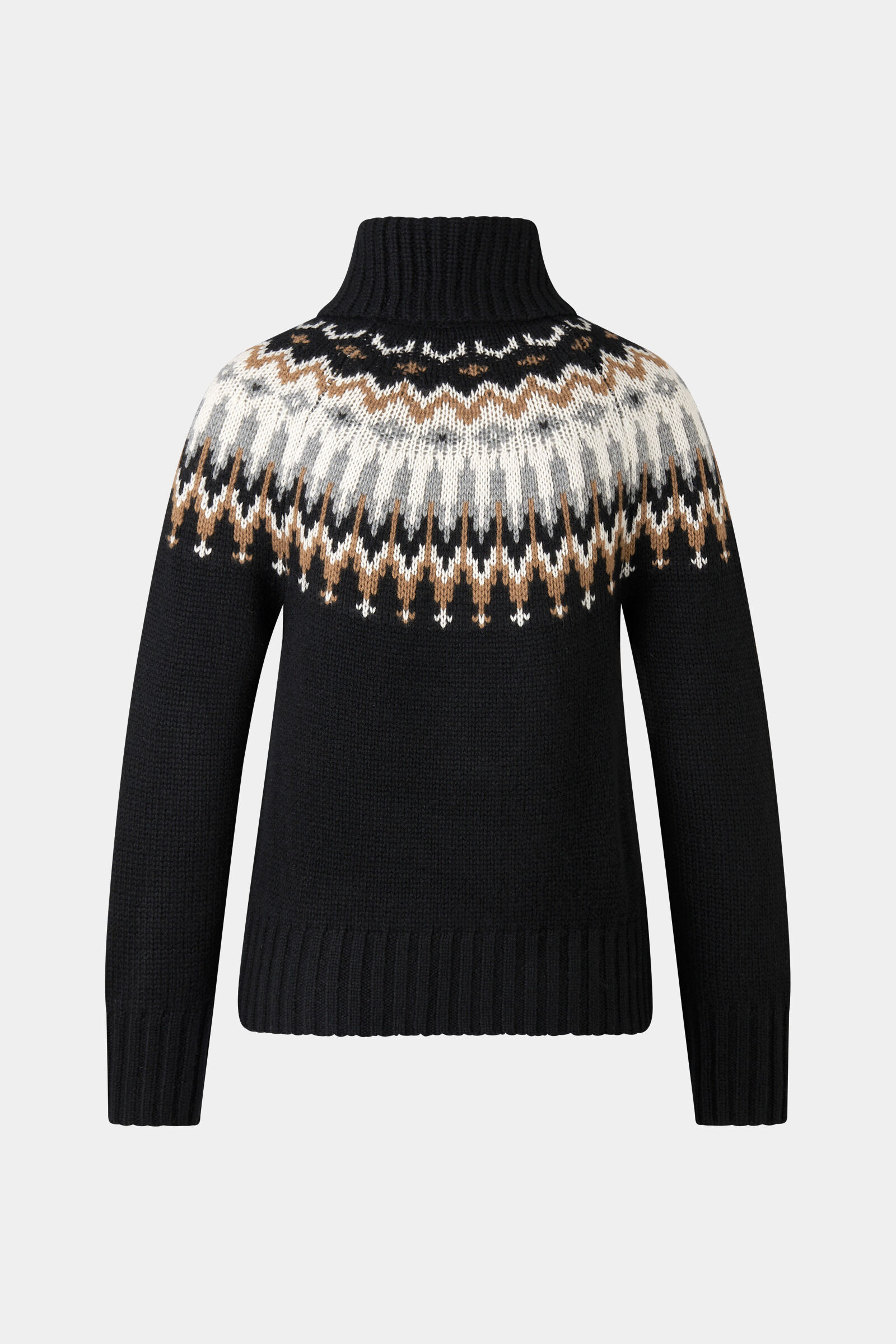 Norwegian jumper Ingrid Black/Camel/Off-White