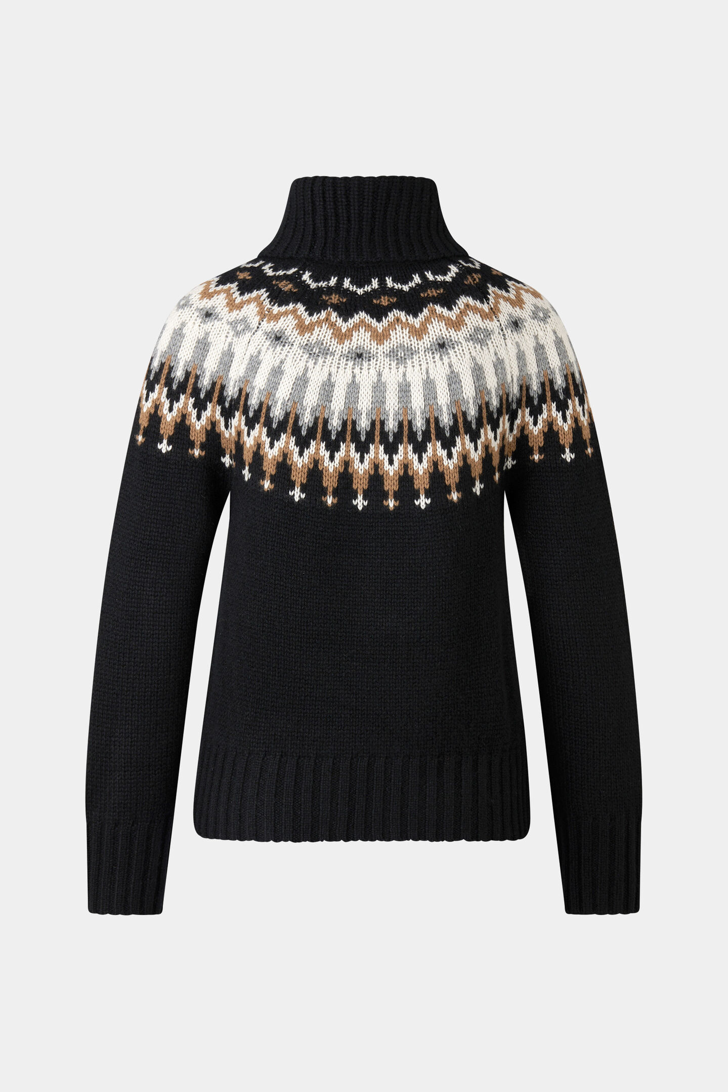 Norweger-Pullover Ingrid Schwarz/Camel/Off-White