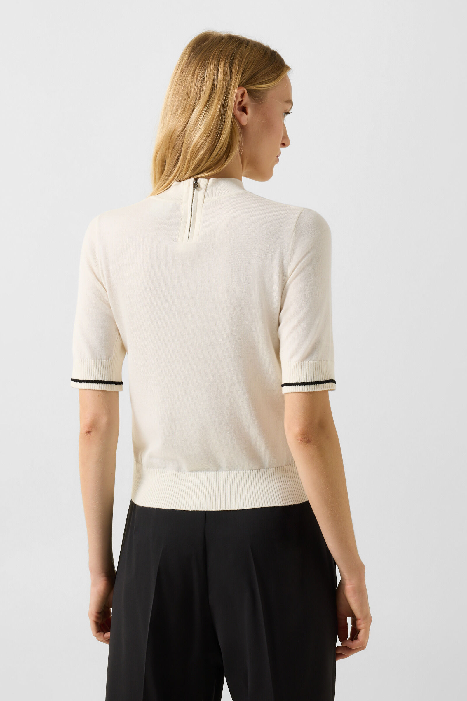 Schurwoll-Seiden-Strick-Shirt Antonia Off-White