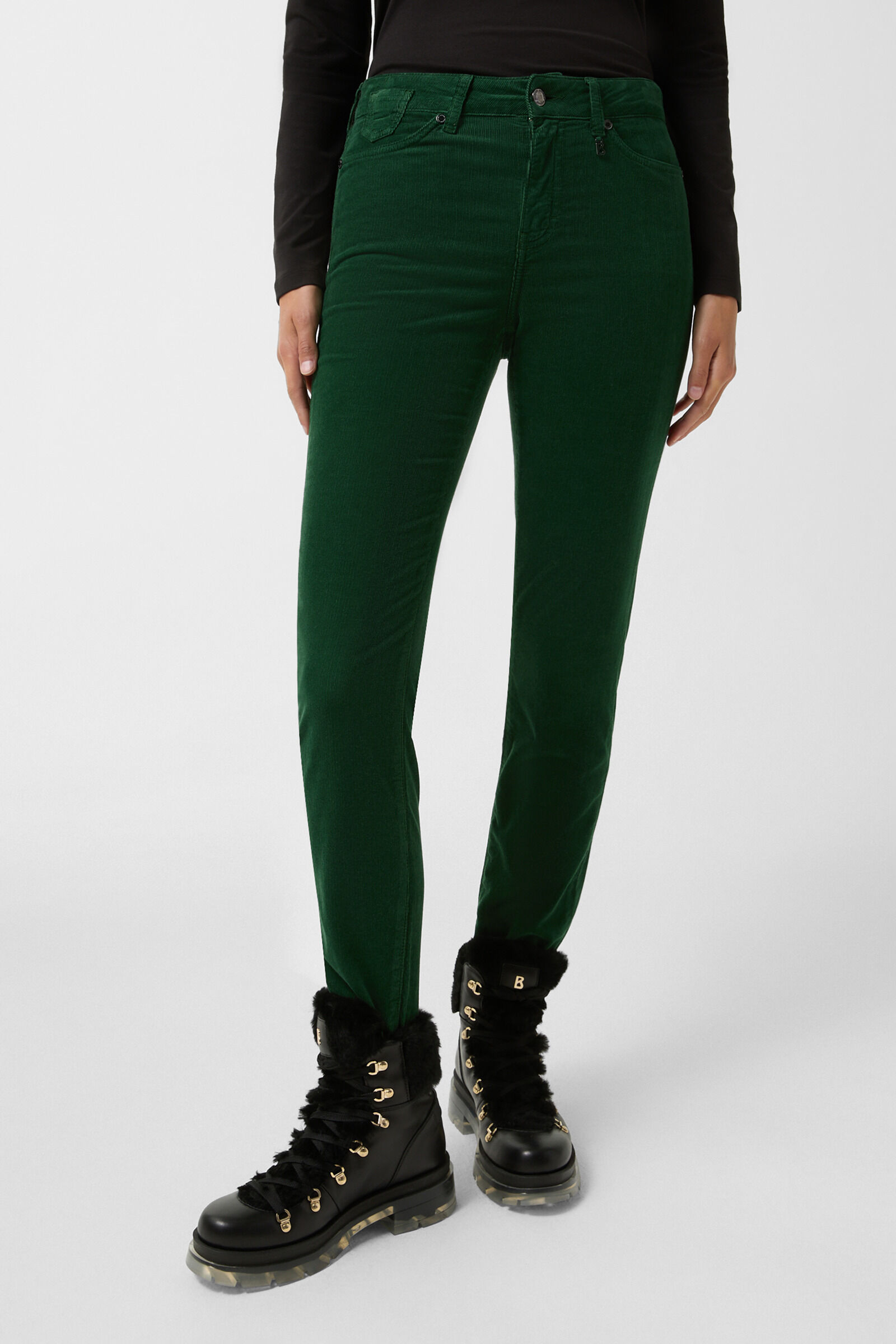 Julie 7/8 corduroy trousers Dark green