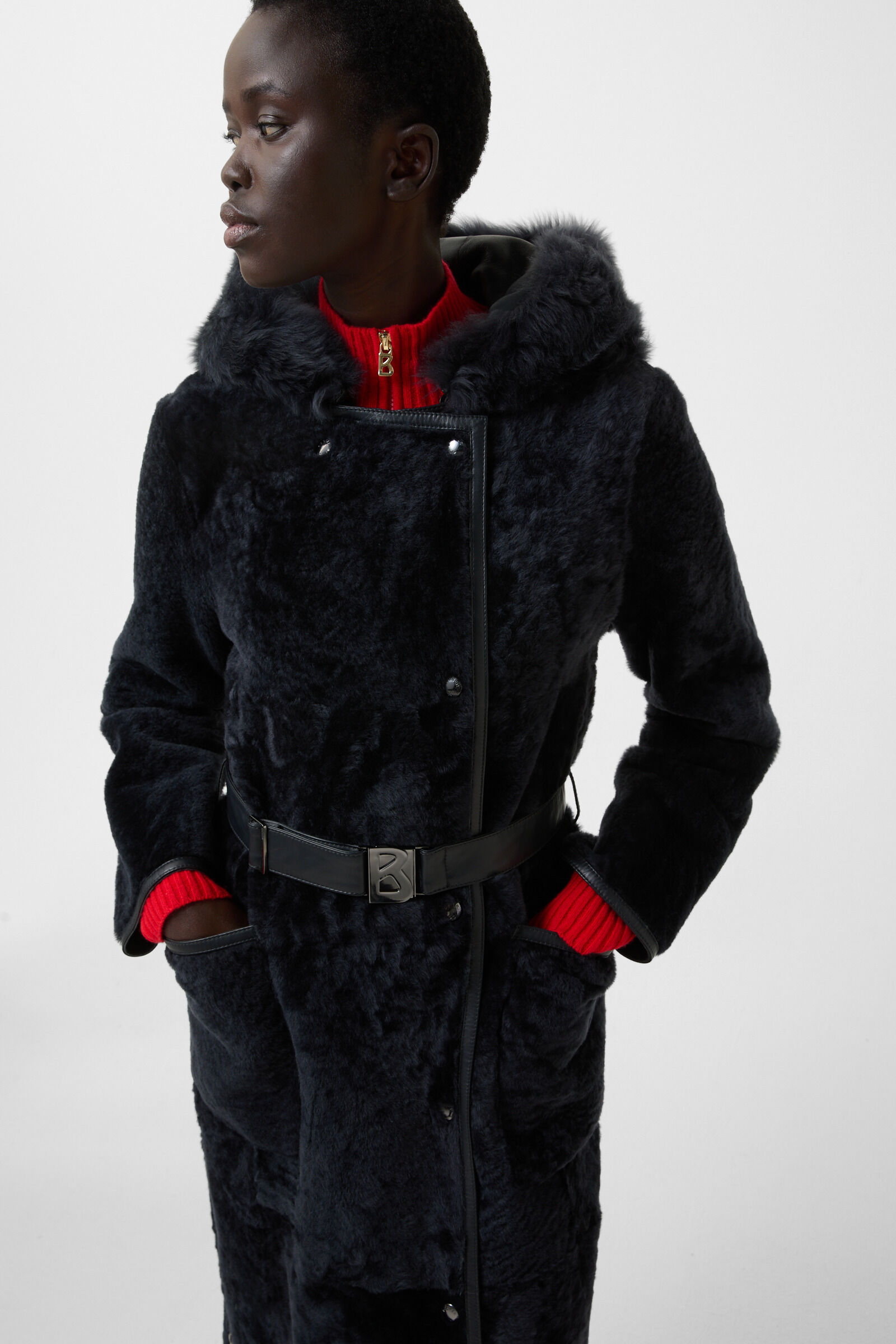 Peyton lambskin coat Anthracite