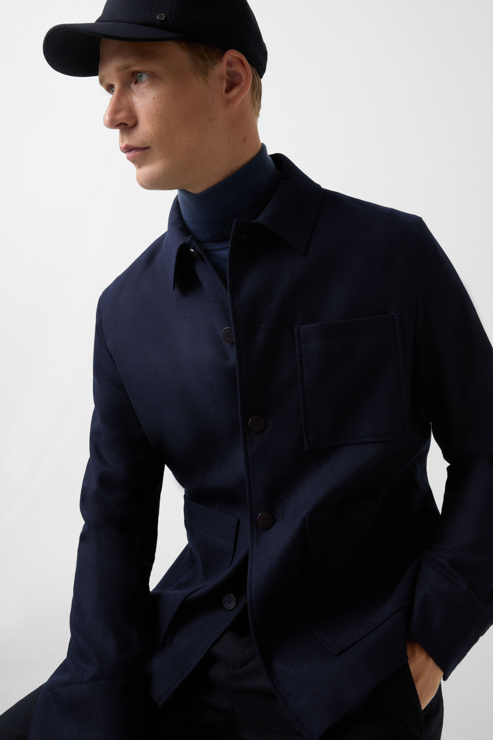 Flannel overshirt Mirco Navy blue