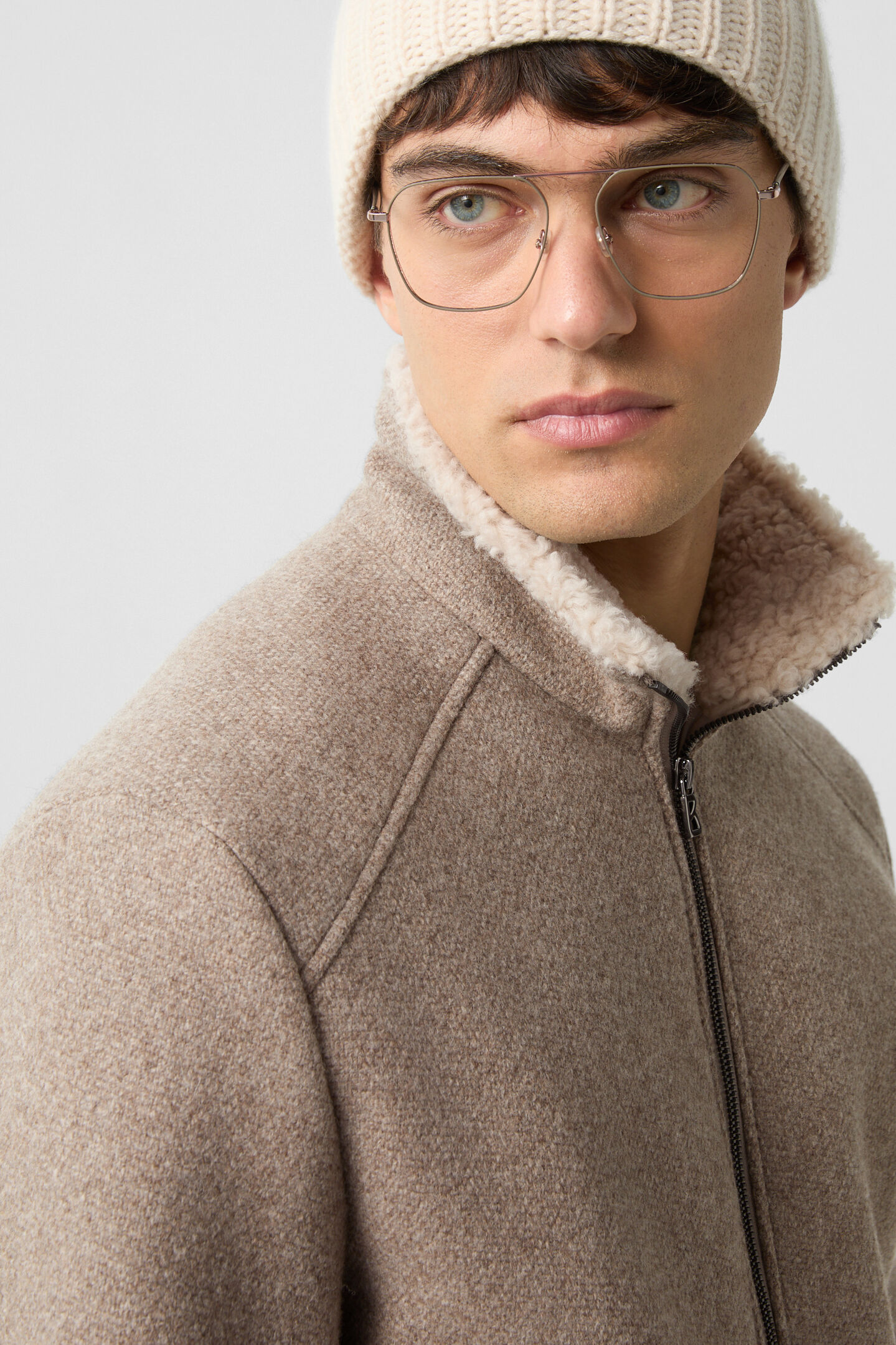 Yoshi wollen blouson Lichtbruin