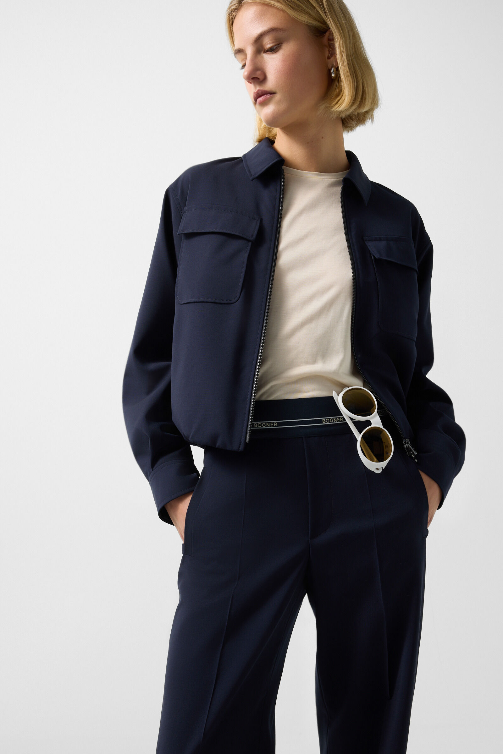 Terry virgin wool trousers Navy blue