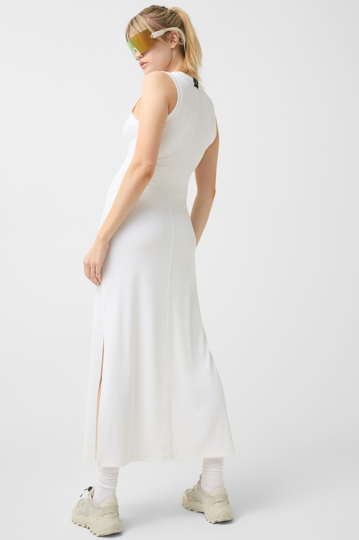 Rib knit dress Eleen White