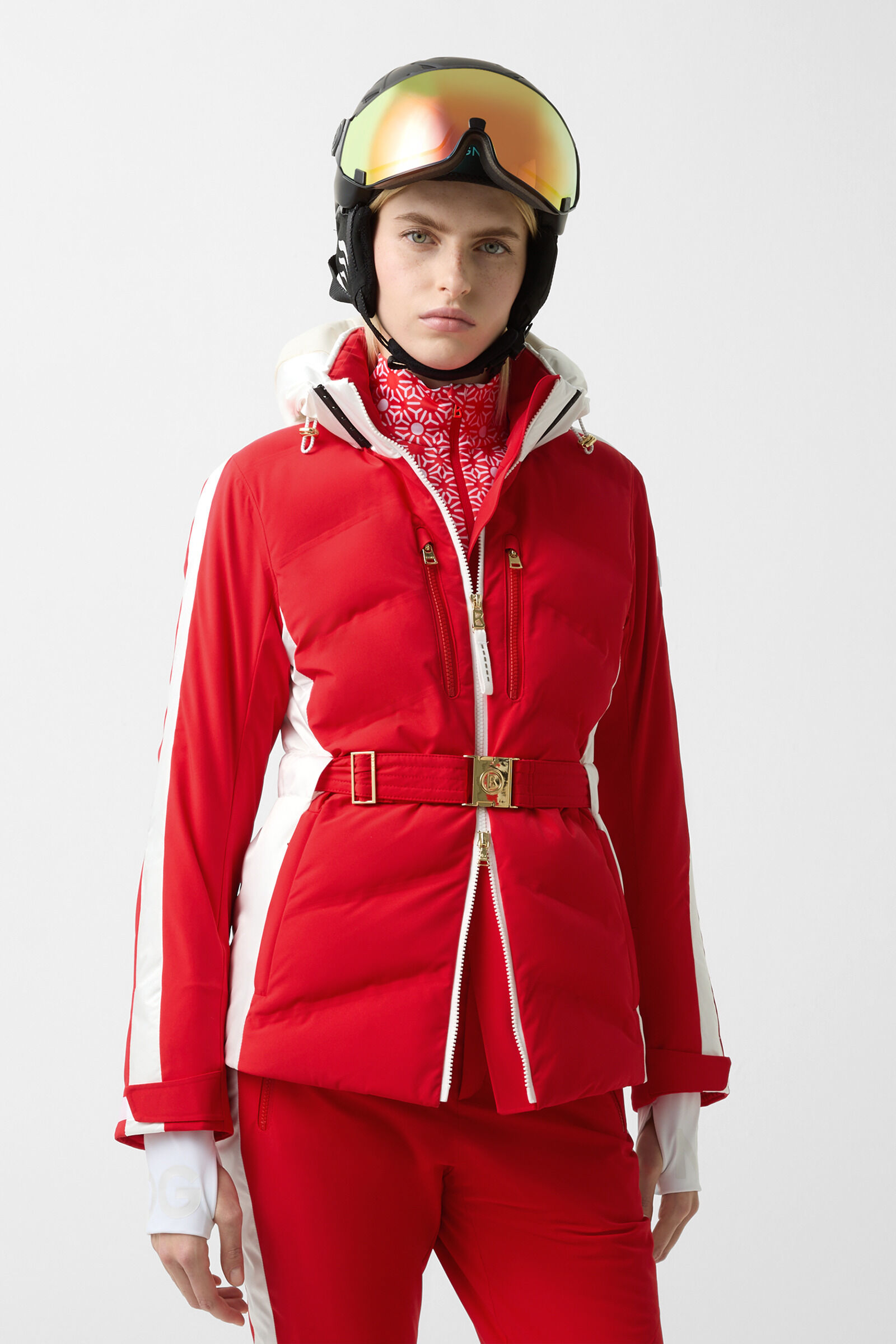 Ski-Steppjacke Kira Rot/Wei&szlig;