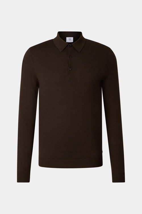 Strick-Polo-Longsleeve Jake Dunkelbraun