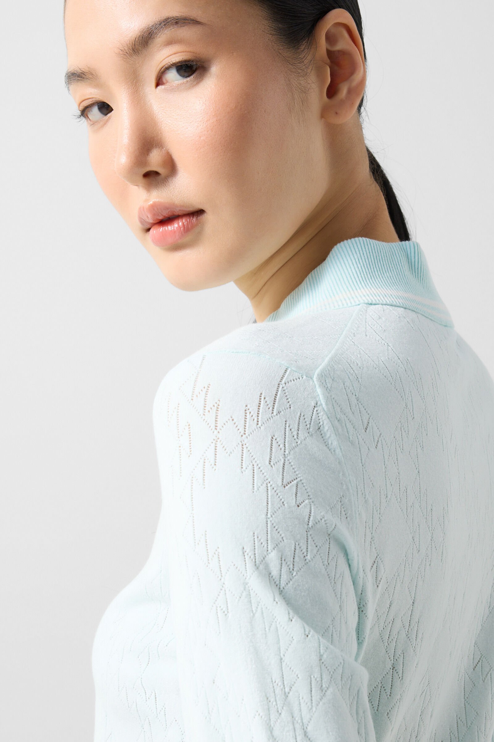 Mandy knitted polo shirt Light blue