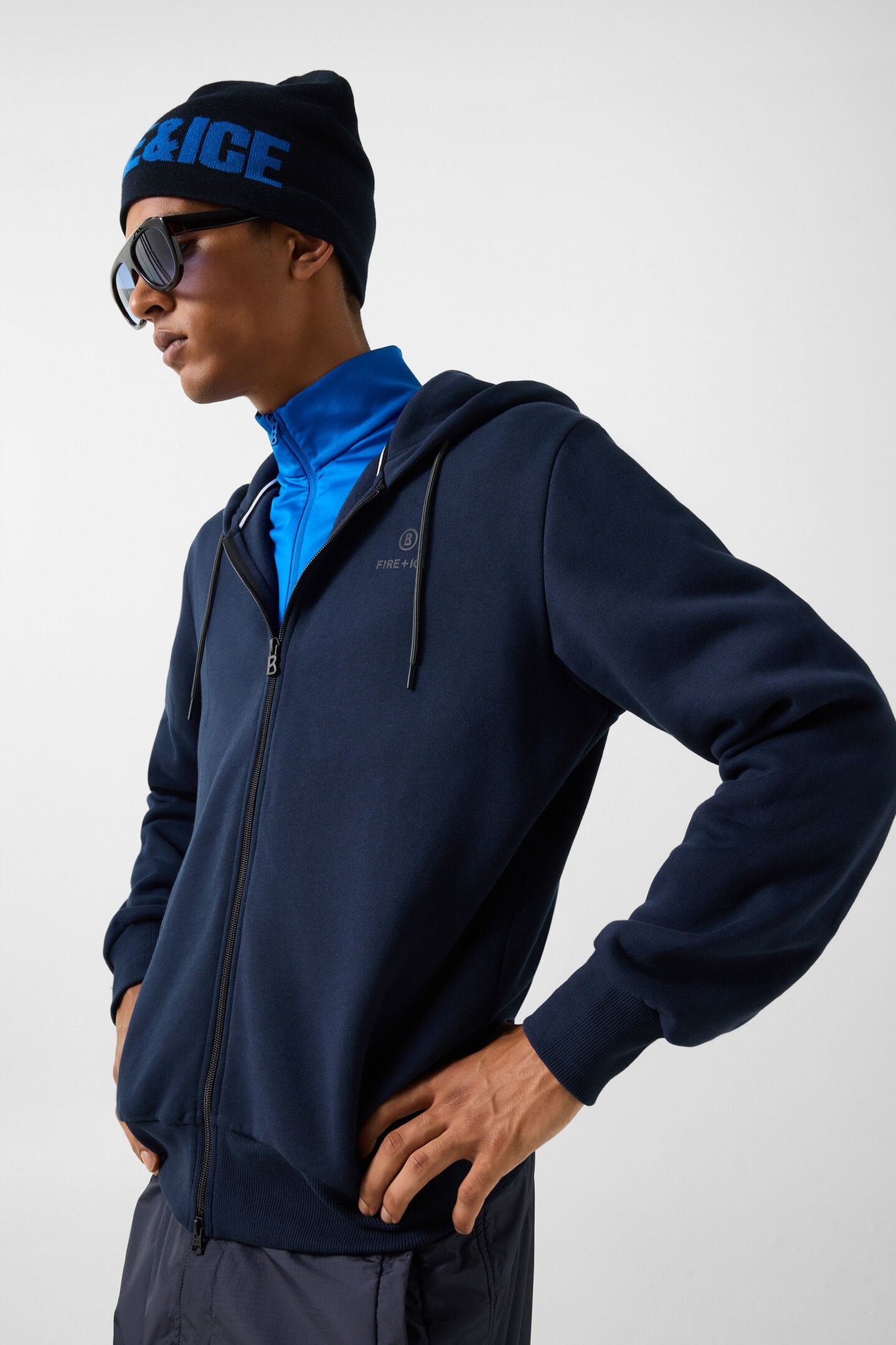 Corbell cotton hoodie jersey jacket Navy