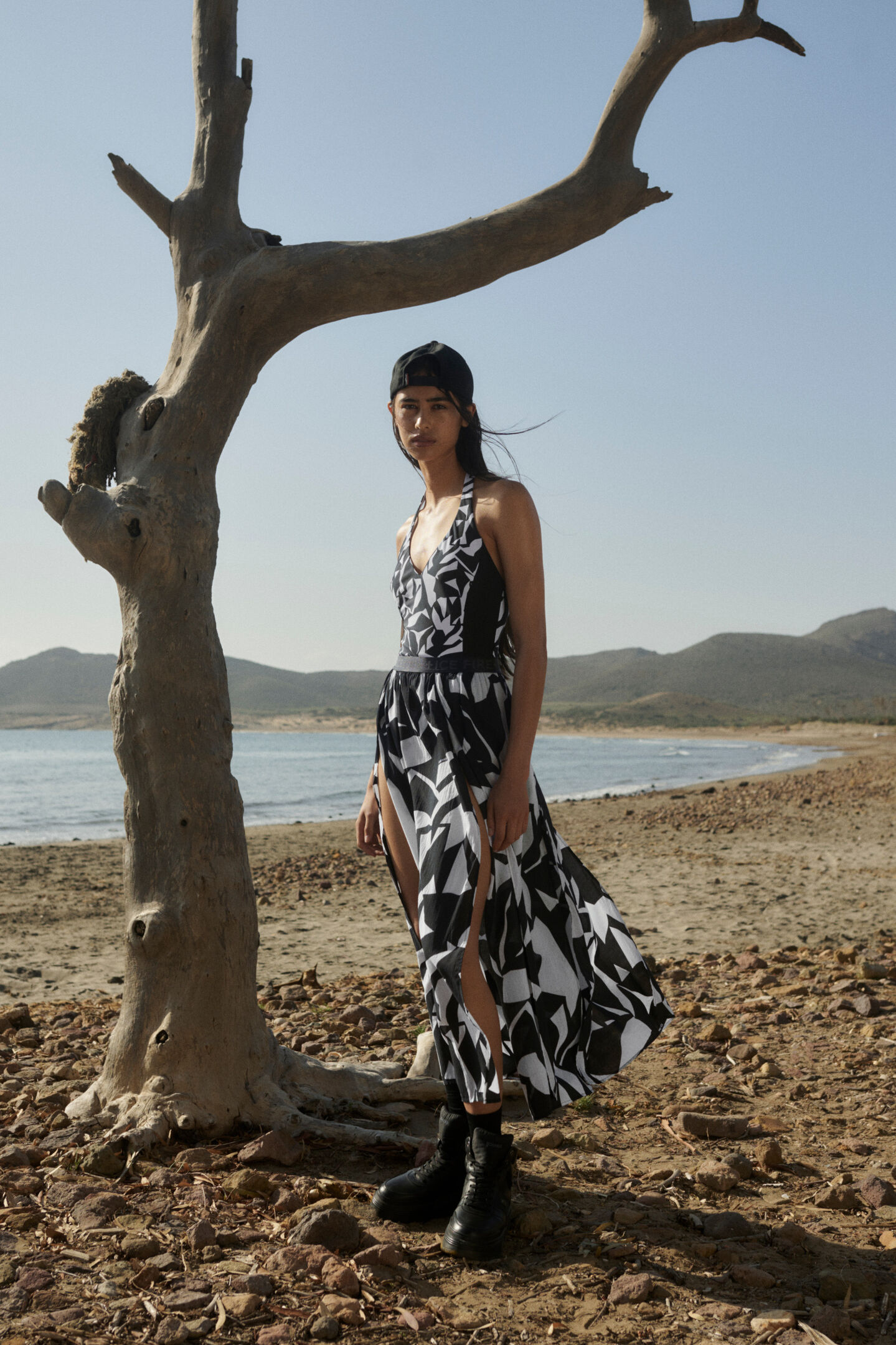 Jupe de plage Nadea noir/blanc