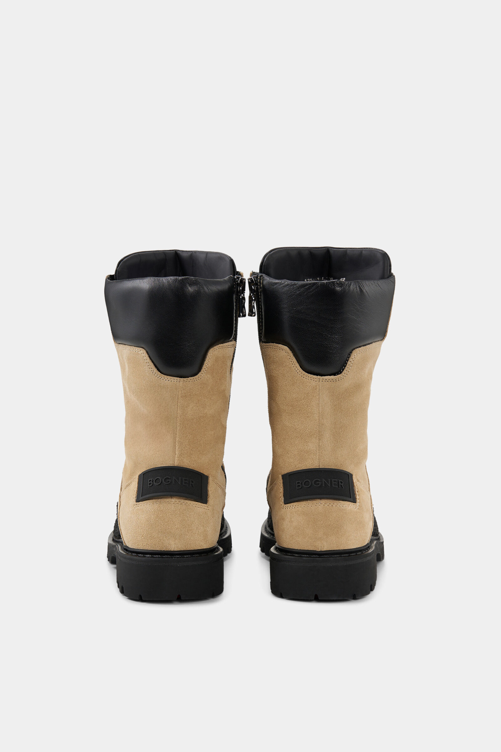 Lace-up boots Helsinki 007 with spikes Beige/black