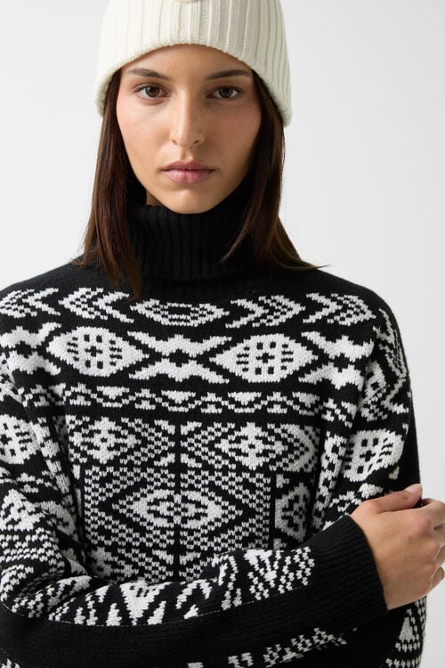 Jacquard-Pullover Nadin Schwarz/Wei&szlig;