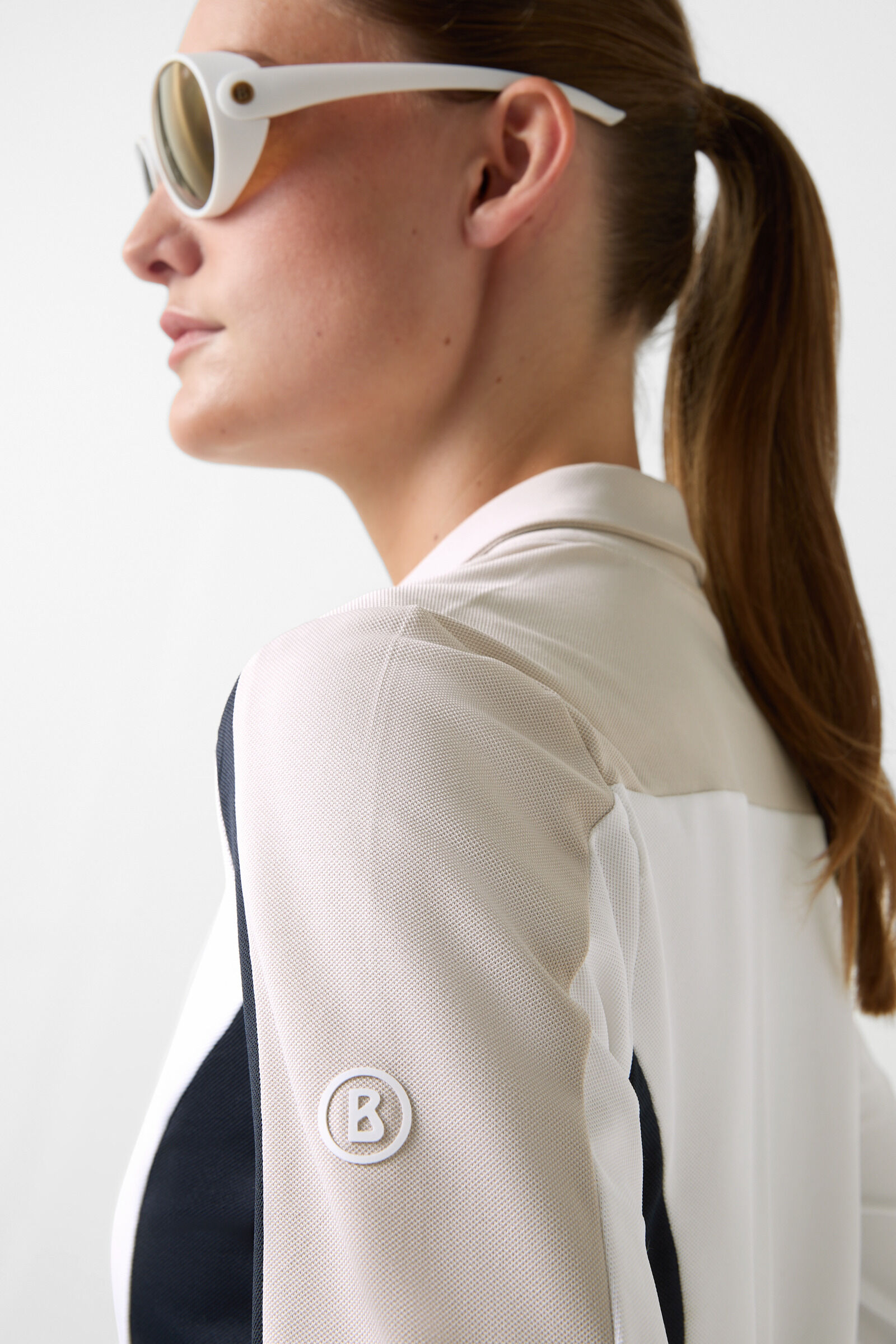 Greta functional long-sleeved top White/beige/navy blue