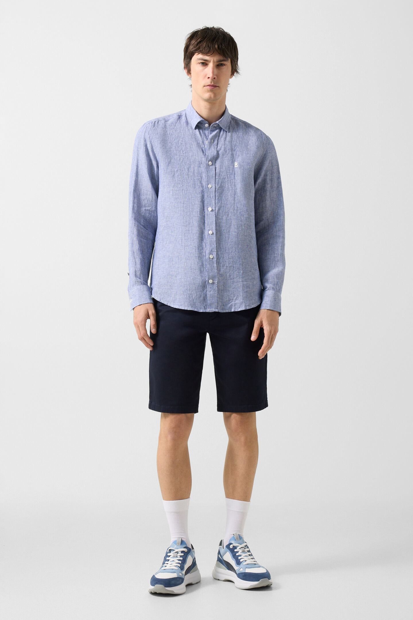 Timi linen shirt Navy blue/white