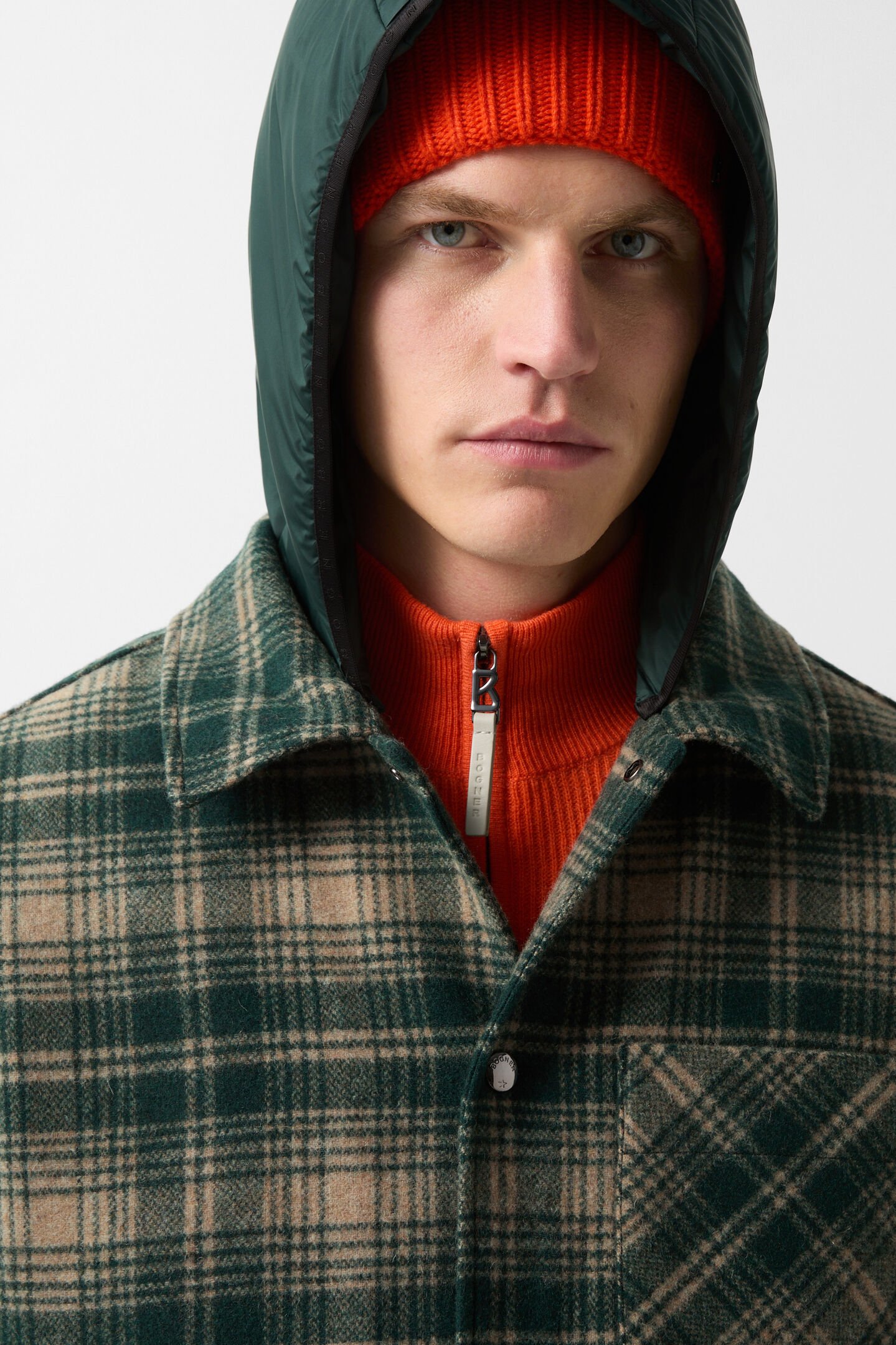 Flannel overshirt Larry Dark green/beige