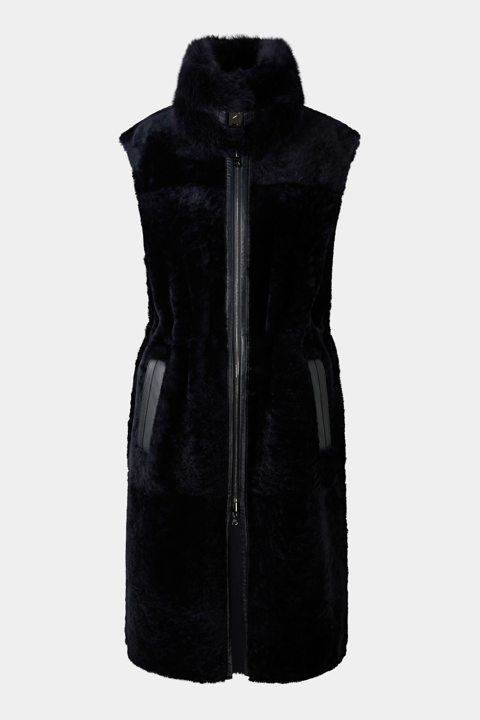 Reversible lambskin waistcoat Pepita Navy blue