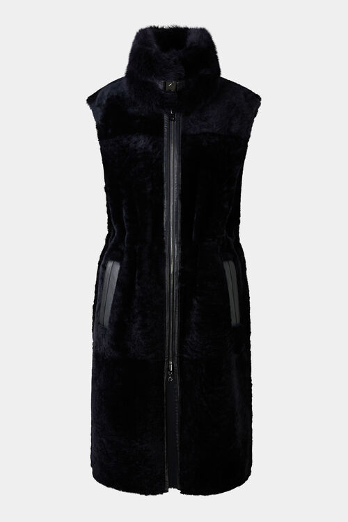 Reversible lambskin vest Pepita Navy blue