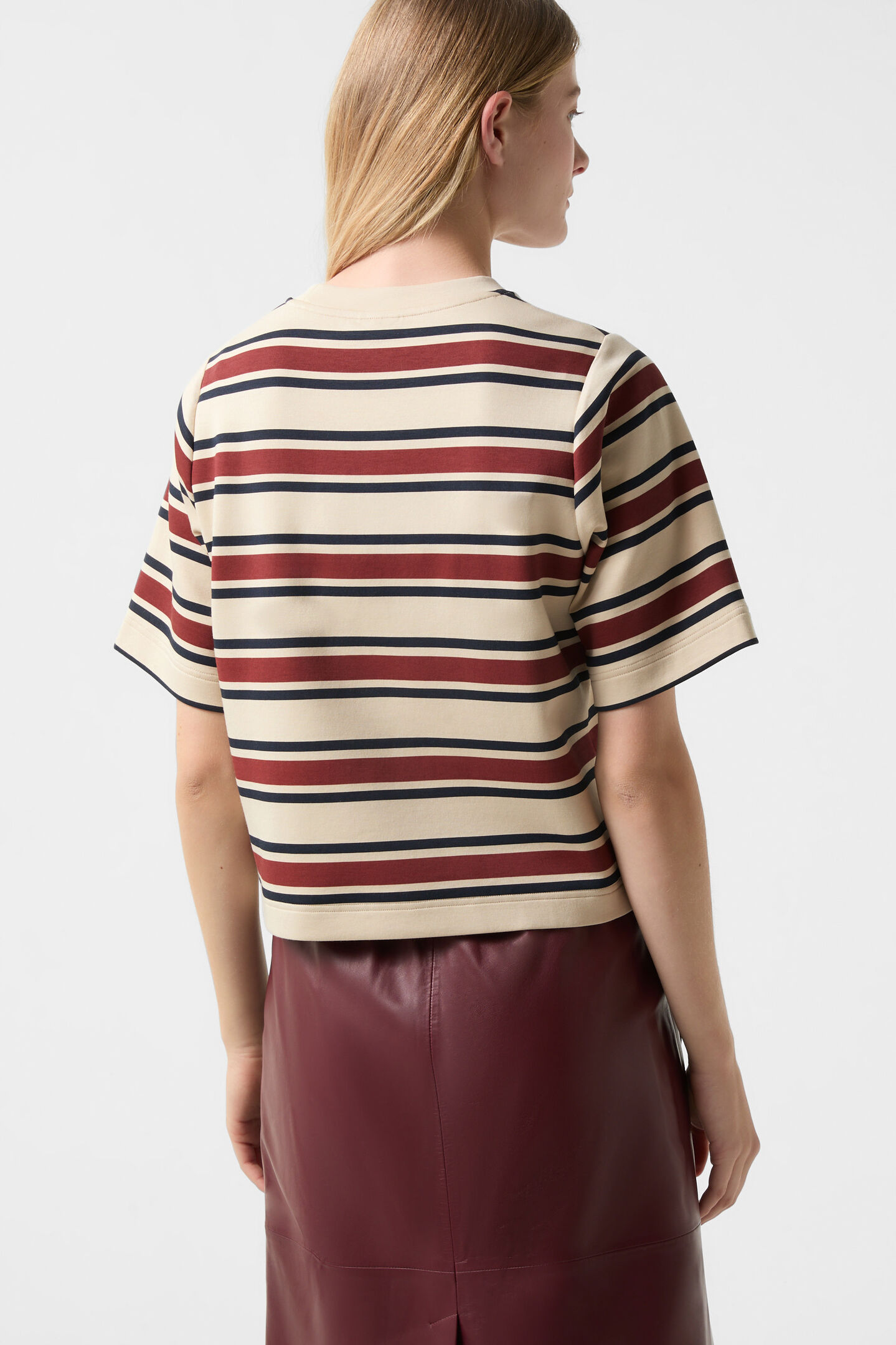 T-shirt Stacey Cream/wine red/navy blue