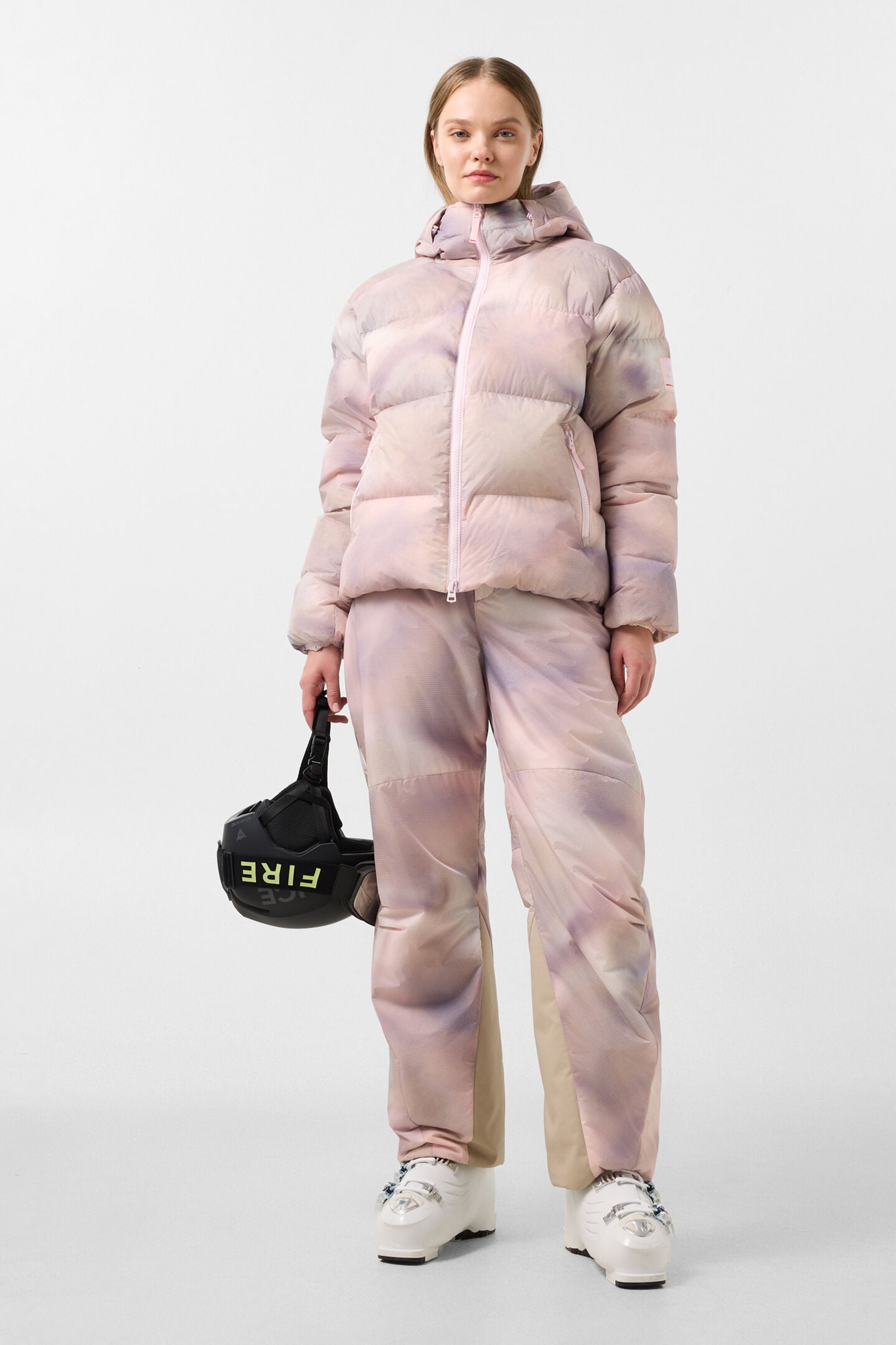 Vally Down Ski Jacket Beige/Pink