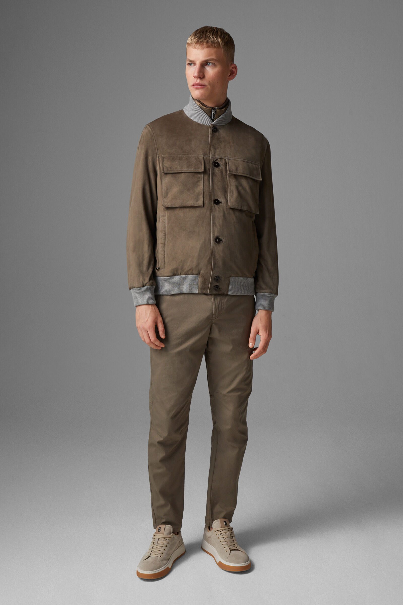 Leather jacket khaki pants online