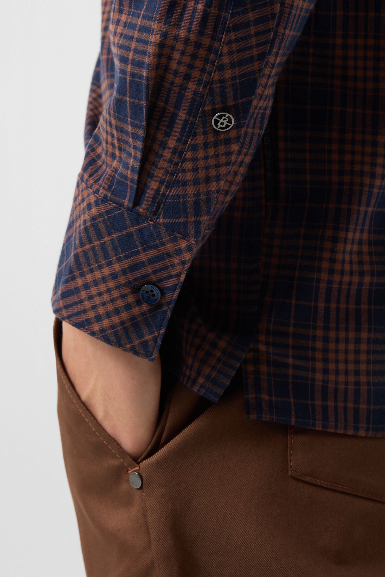Hardy cotton shirt Brown/navy blue
