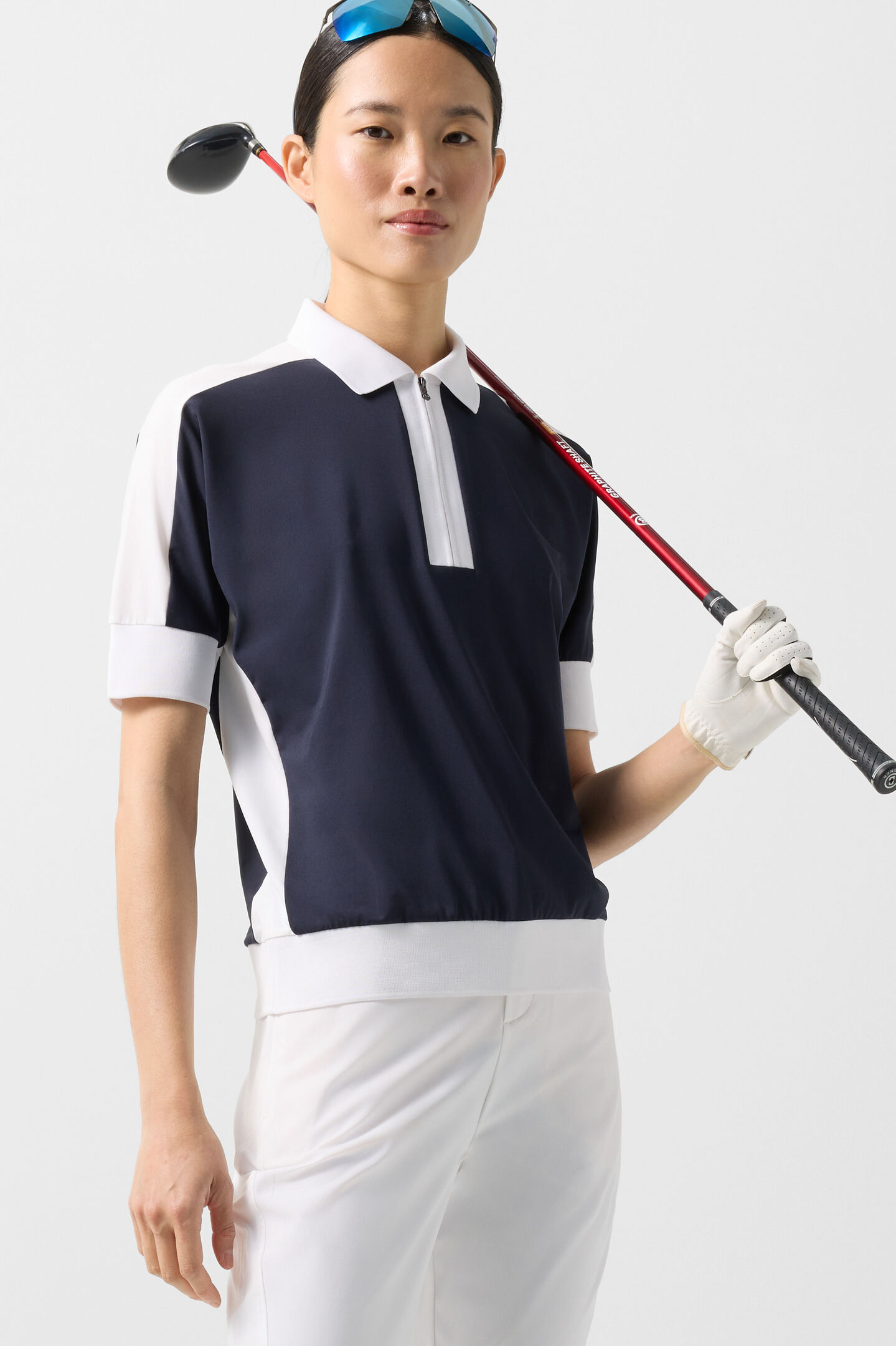 Arabell functional short-sleeved top Navy blue/white