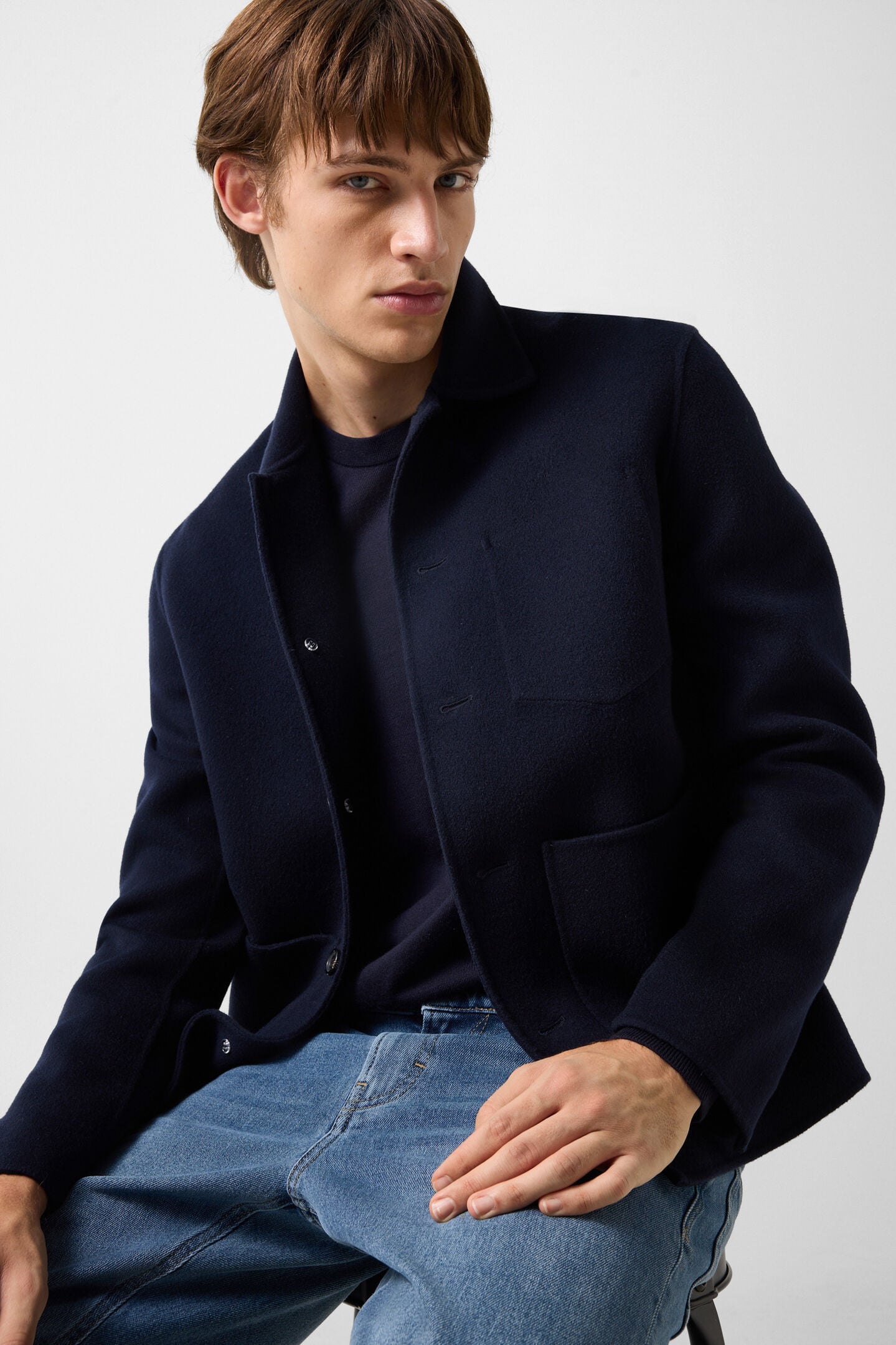 Doubleface-Woll-Hemdjacke Mirco Navy