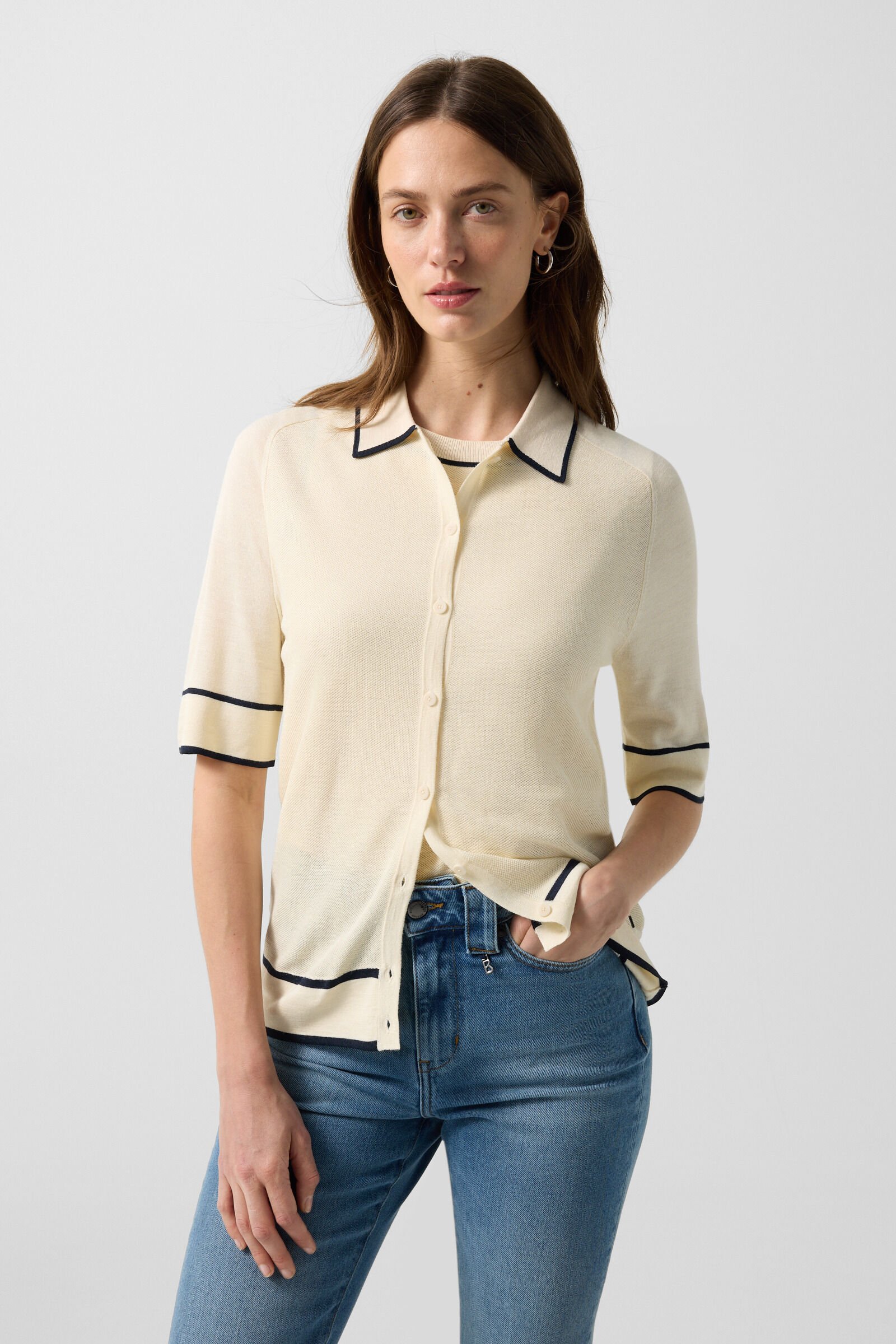 Peaches silk knit jacket Cream