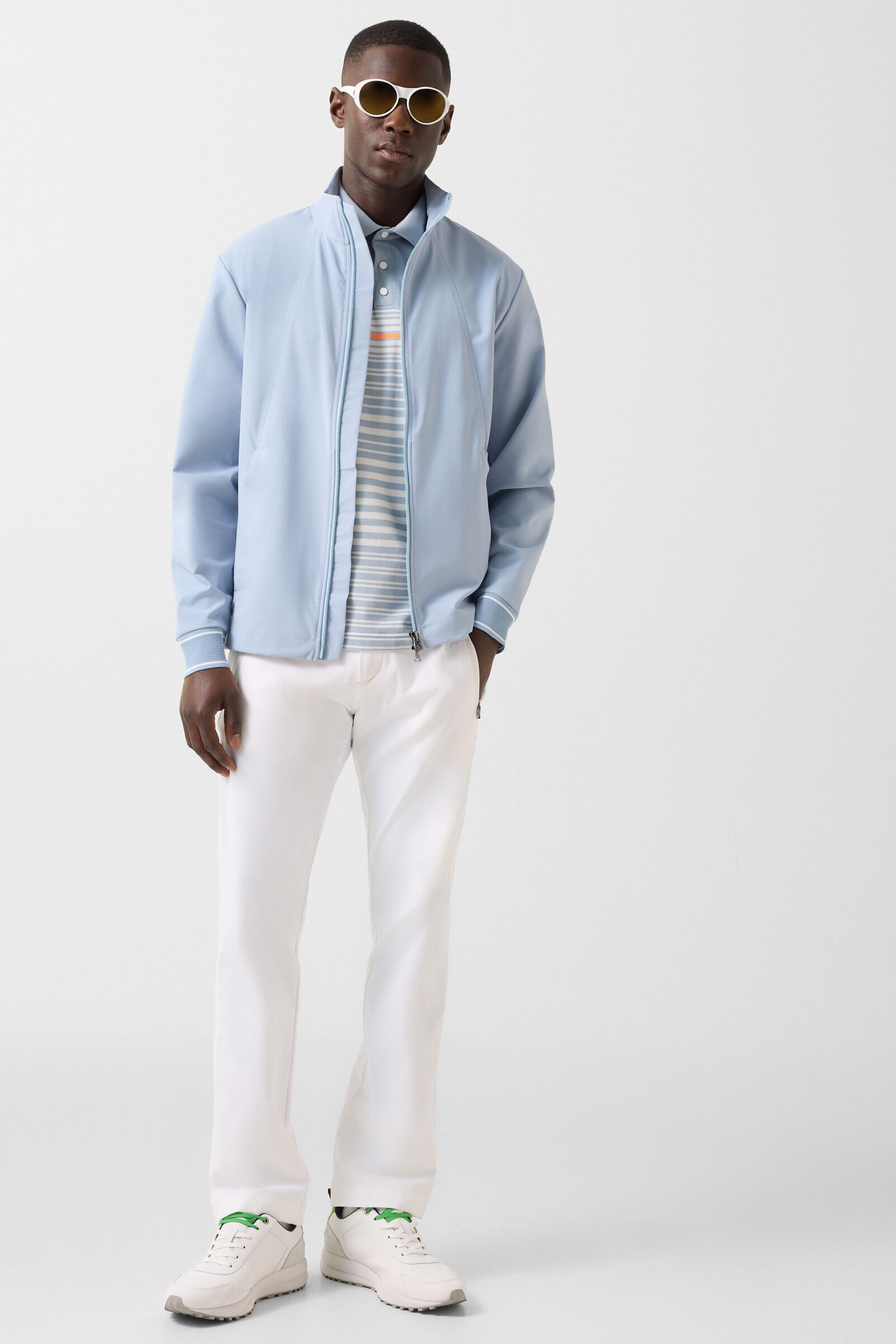 Jannes polo shirt Misty blue/white/orange