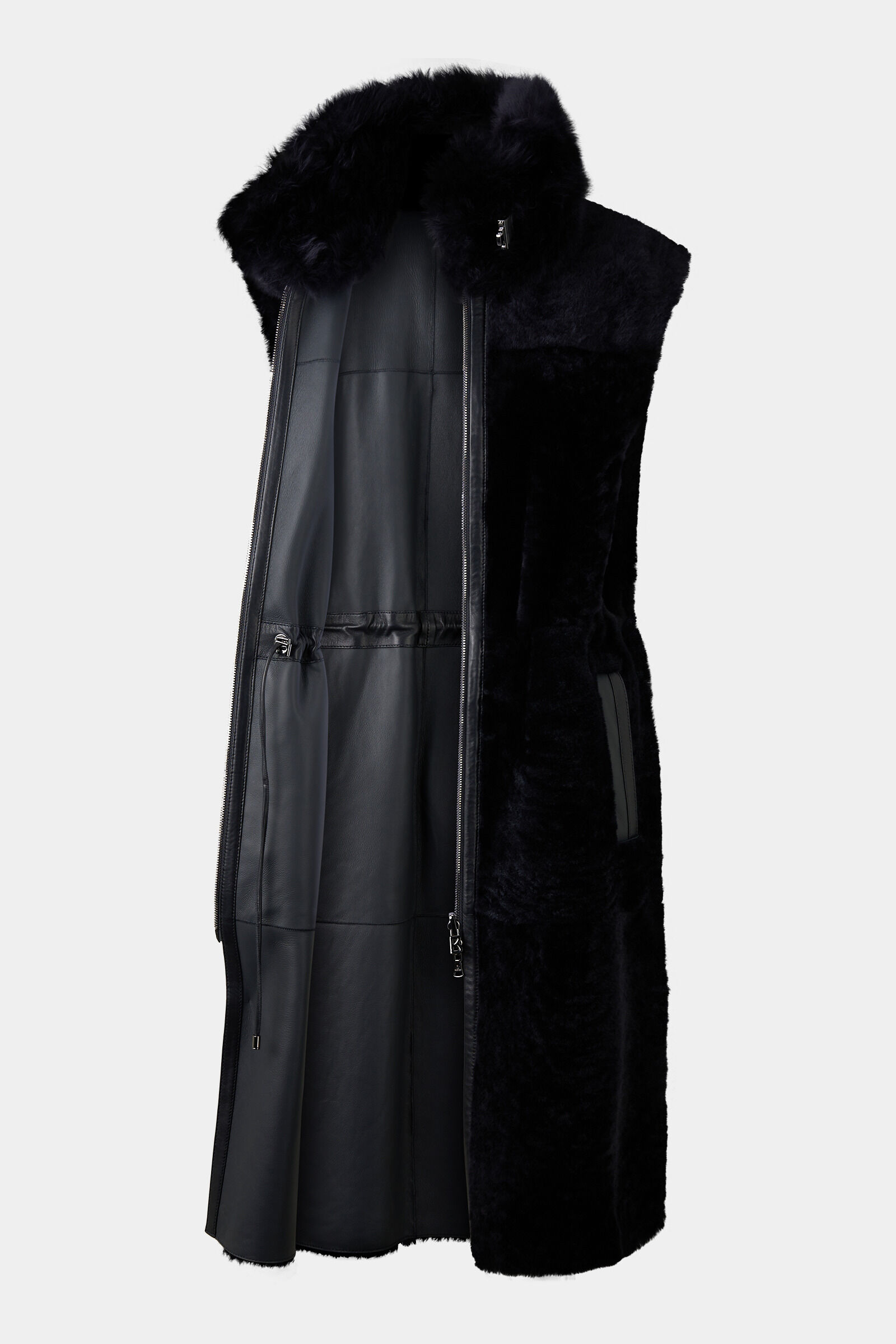 Reversible lambskin waistcoat Pepita Navy blue