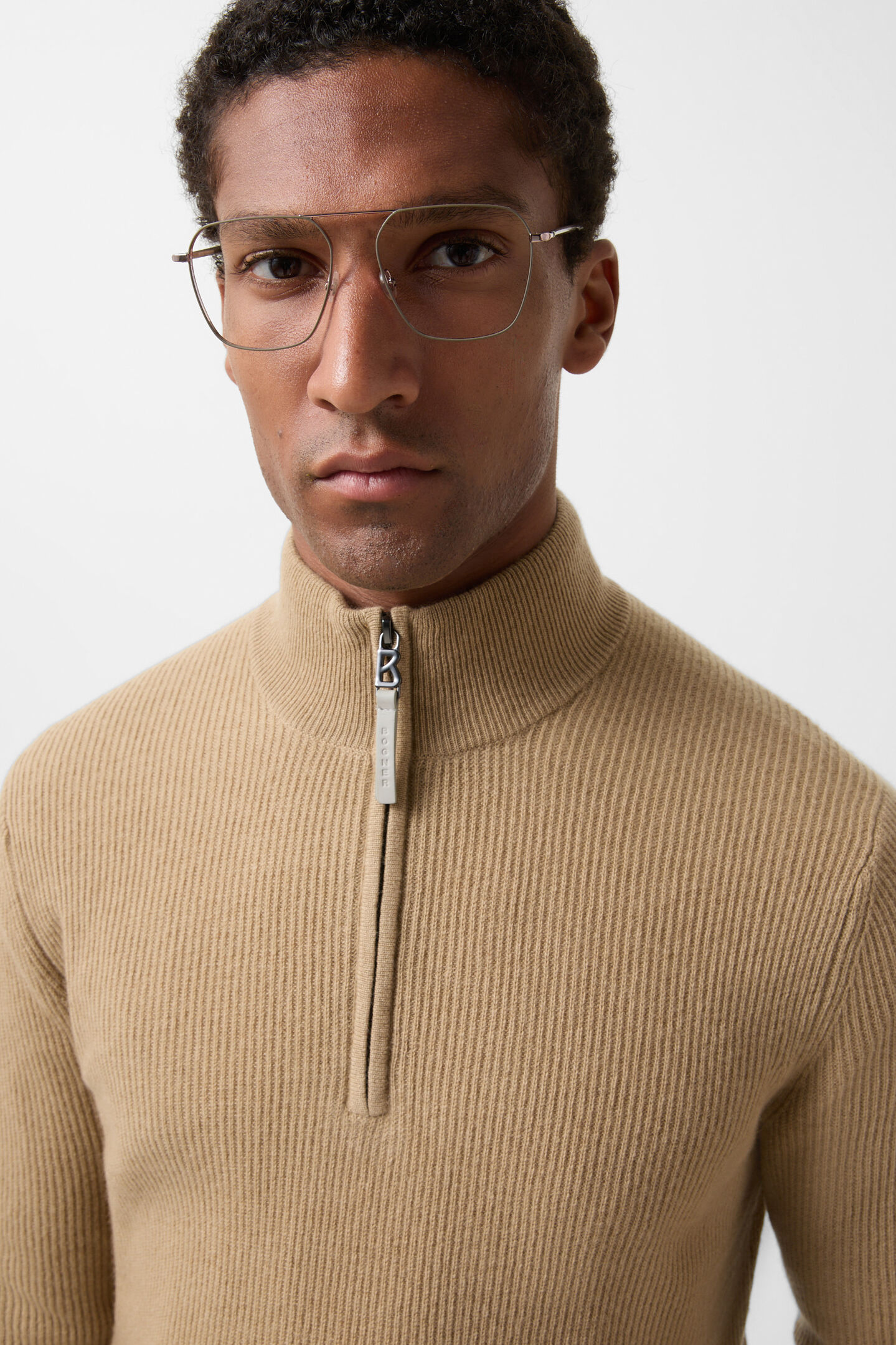 Pure new wool cashmere troyer Derek Camel