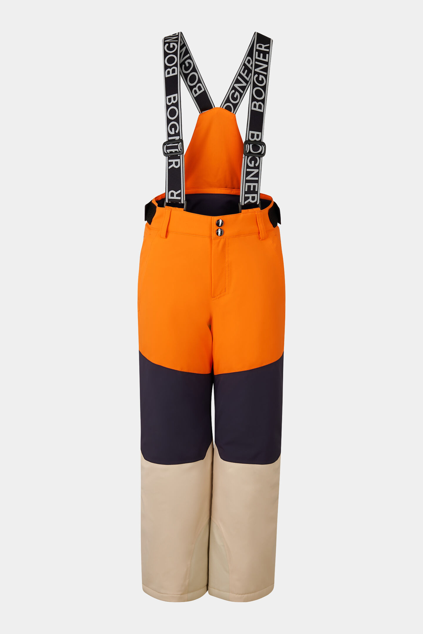 Kinder skibroek Yuki Oranje/navy blauw/beige