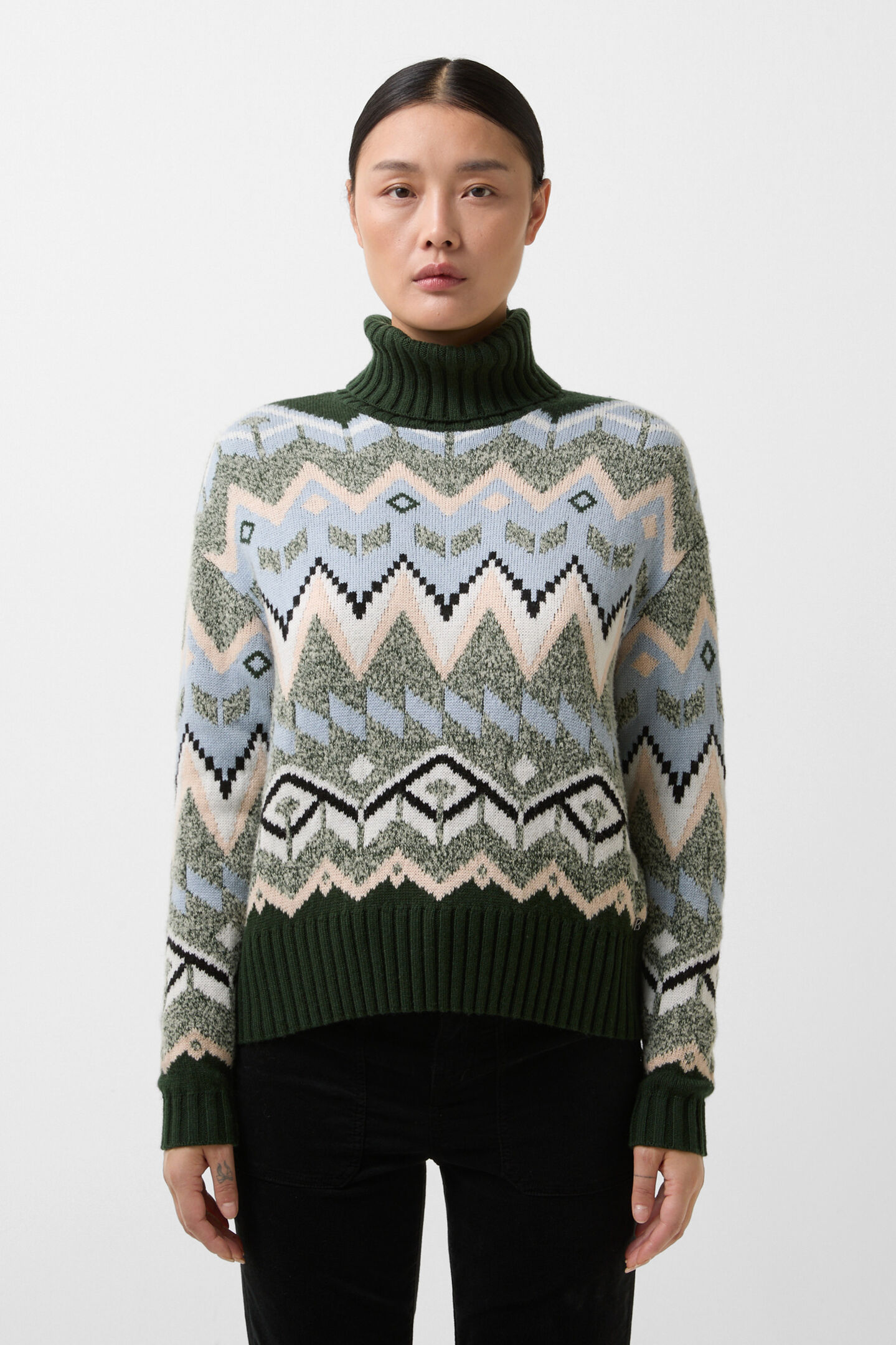 Norwegian pullover Raegan Green/beige/light blue