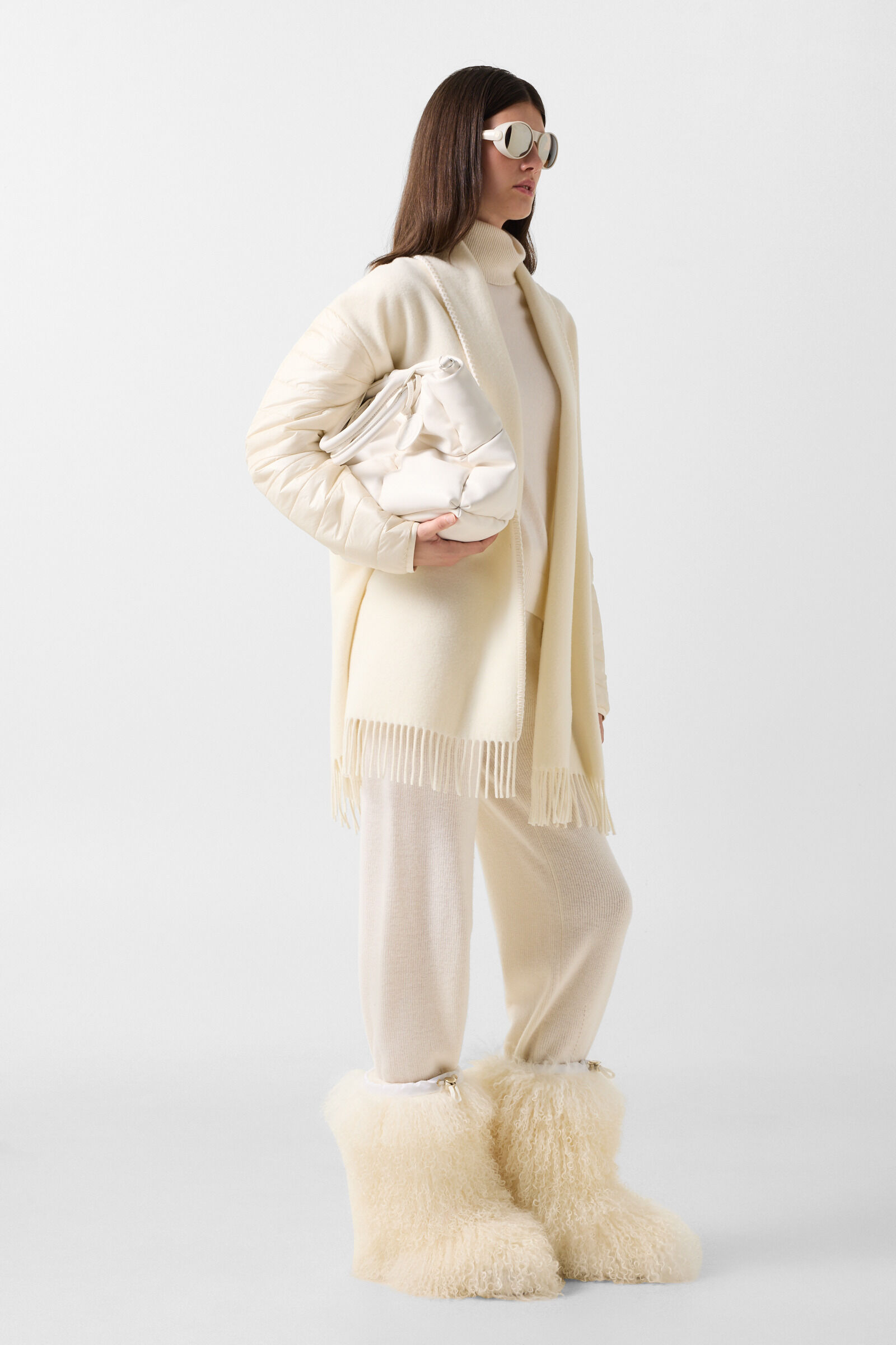 Wool Mix Poncho Off-White
