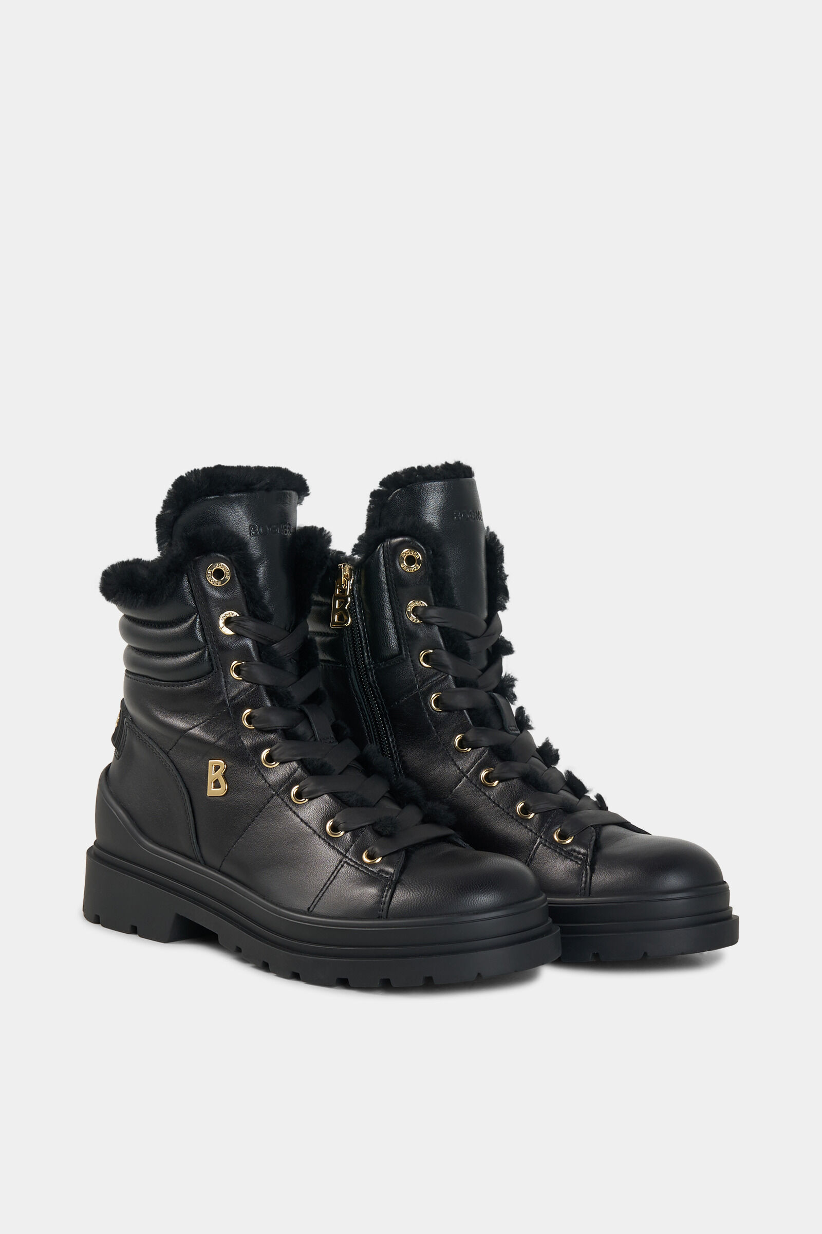 St. Moritz lace-up boots with spikes Black