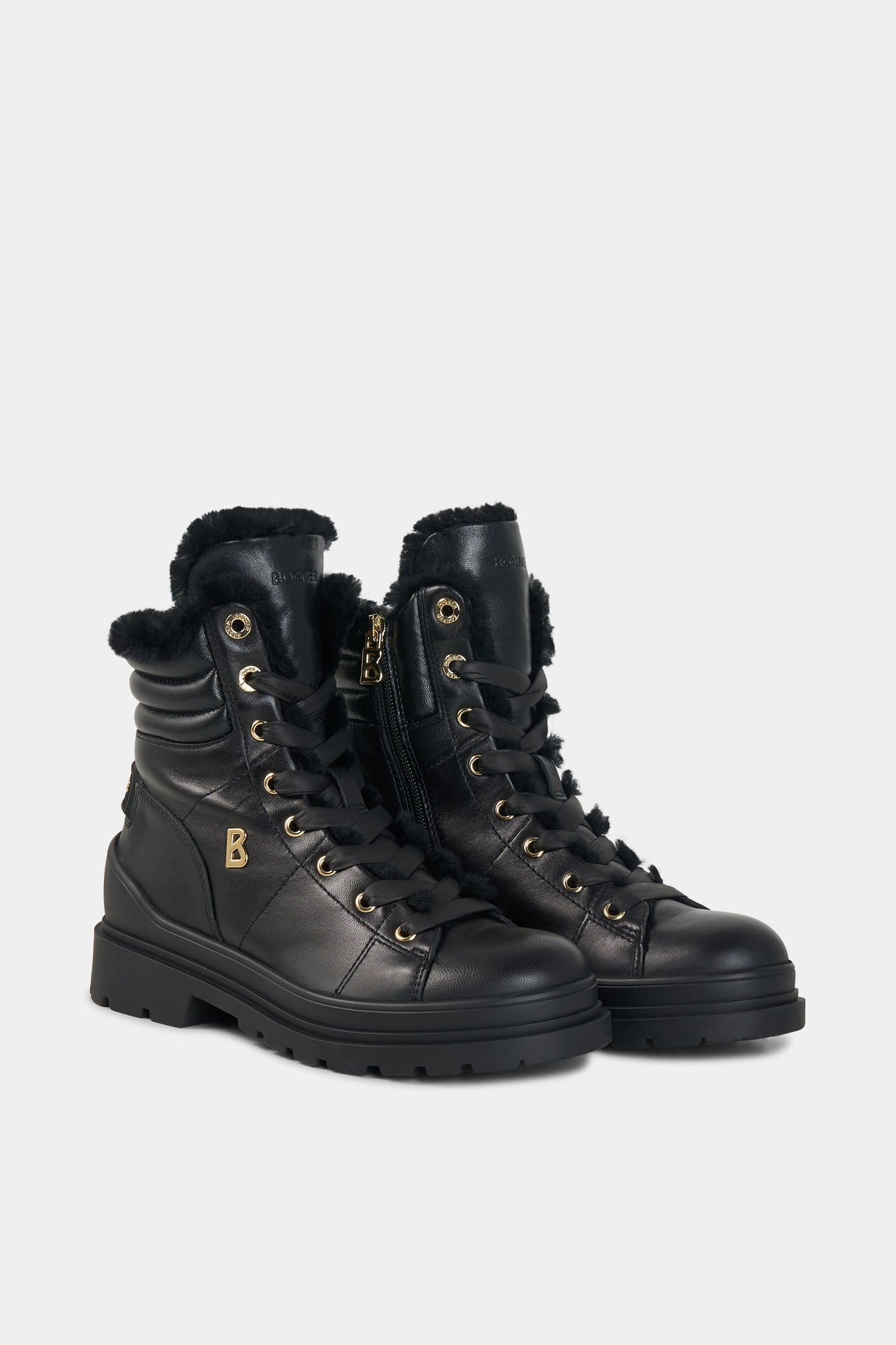 St. Moritz lace-up boots with spikes Black
