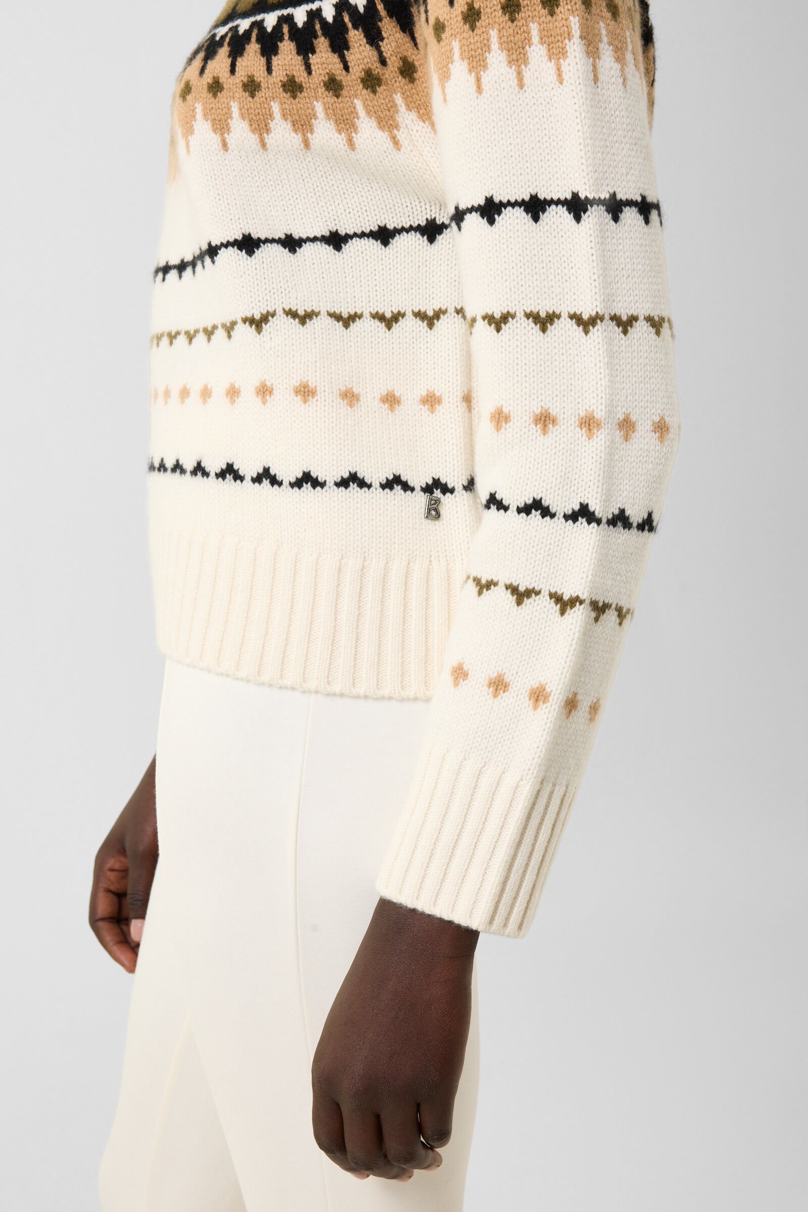 Kaschmir-Norweger-Pullover Ina Off-White/Camel/Coffee